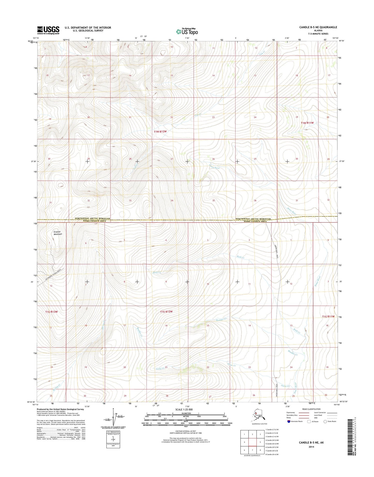 Candle B-5 NE Alaska US Topo Map Image