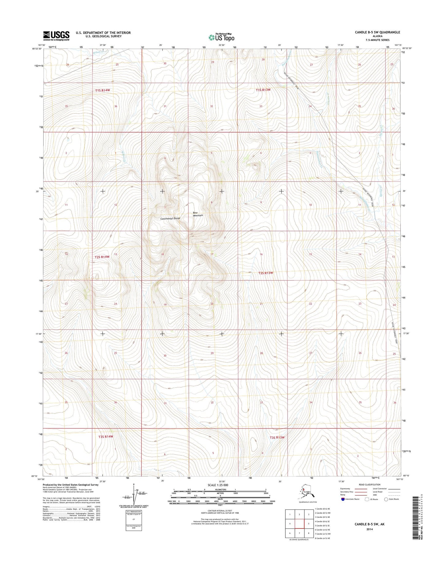 Candle B-5 SW Alaska US Topo Map Image