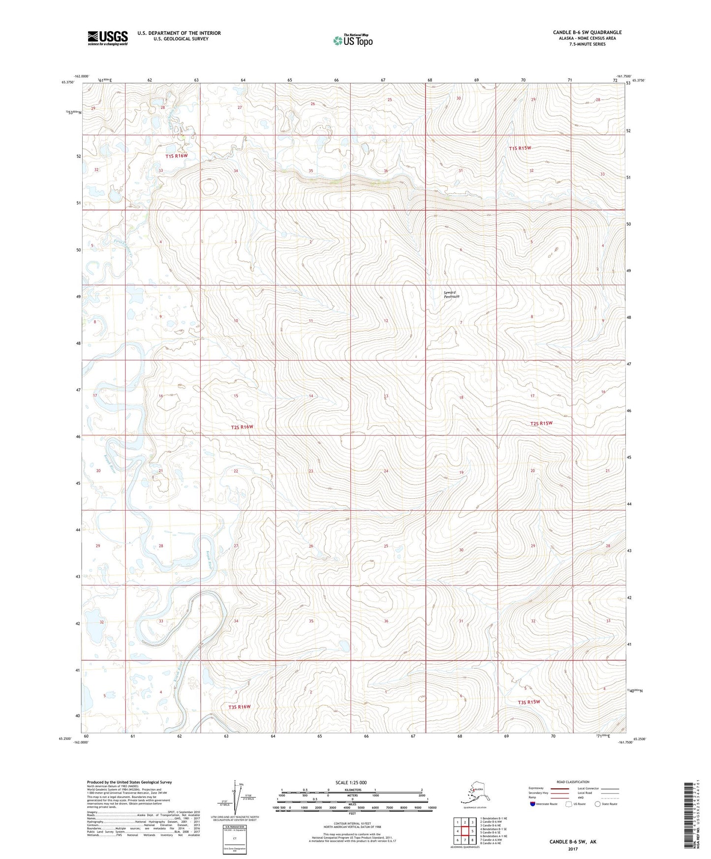 Candle B-6 SW Alaska US Topo Map Image