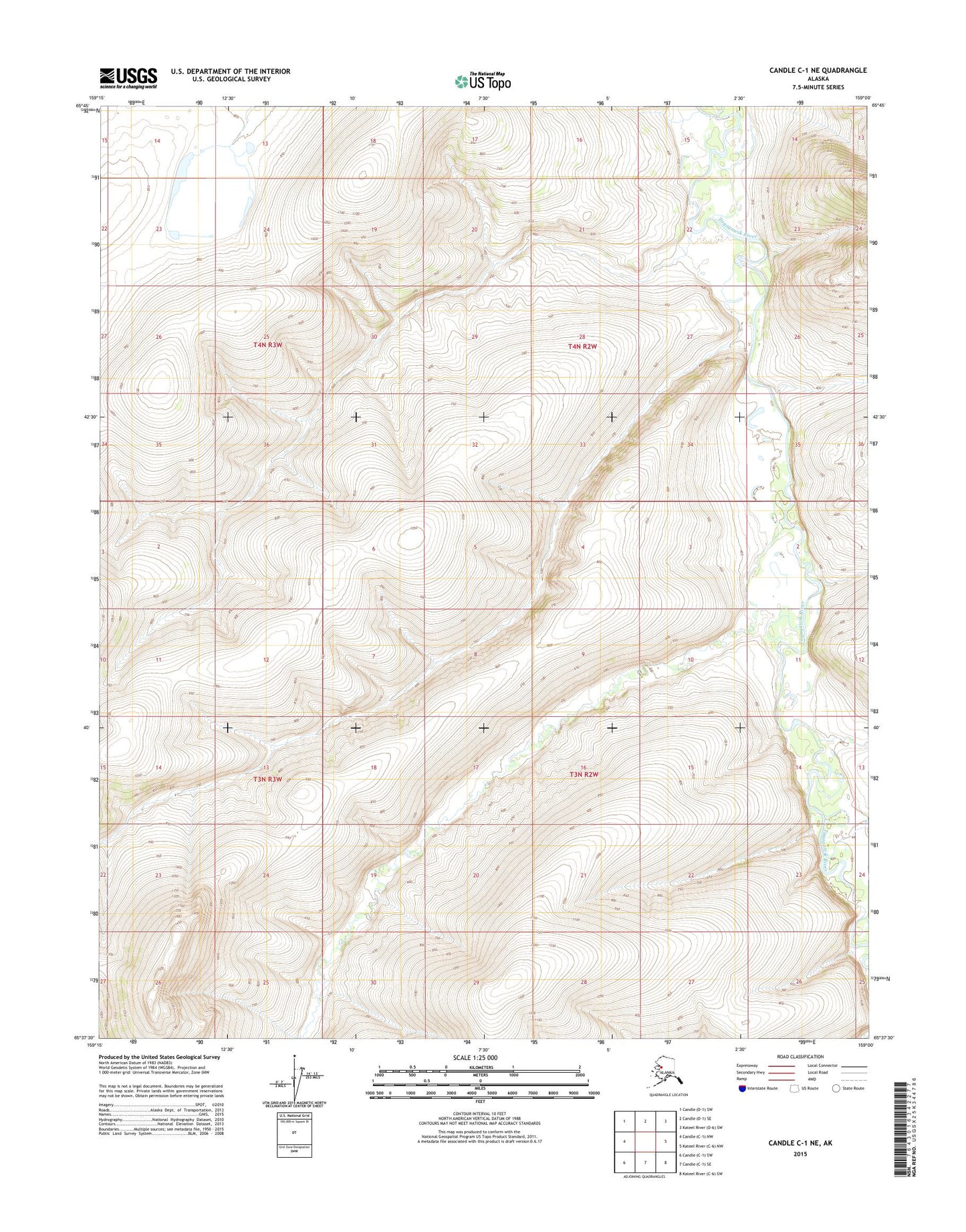 Candle C-1 NE Alaska US Topo Map Image