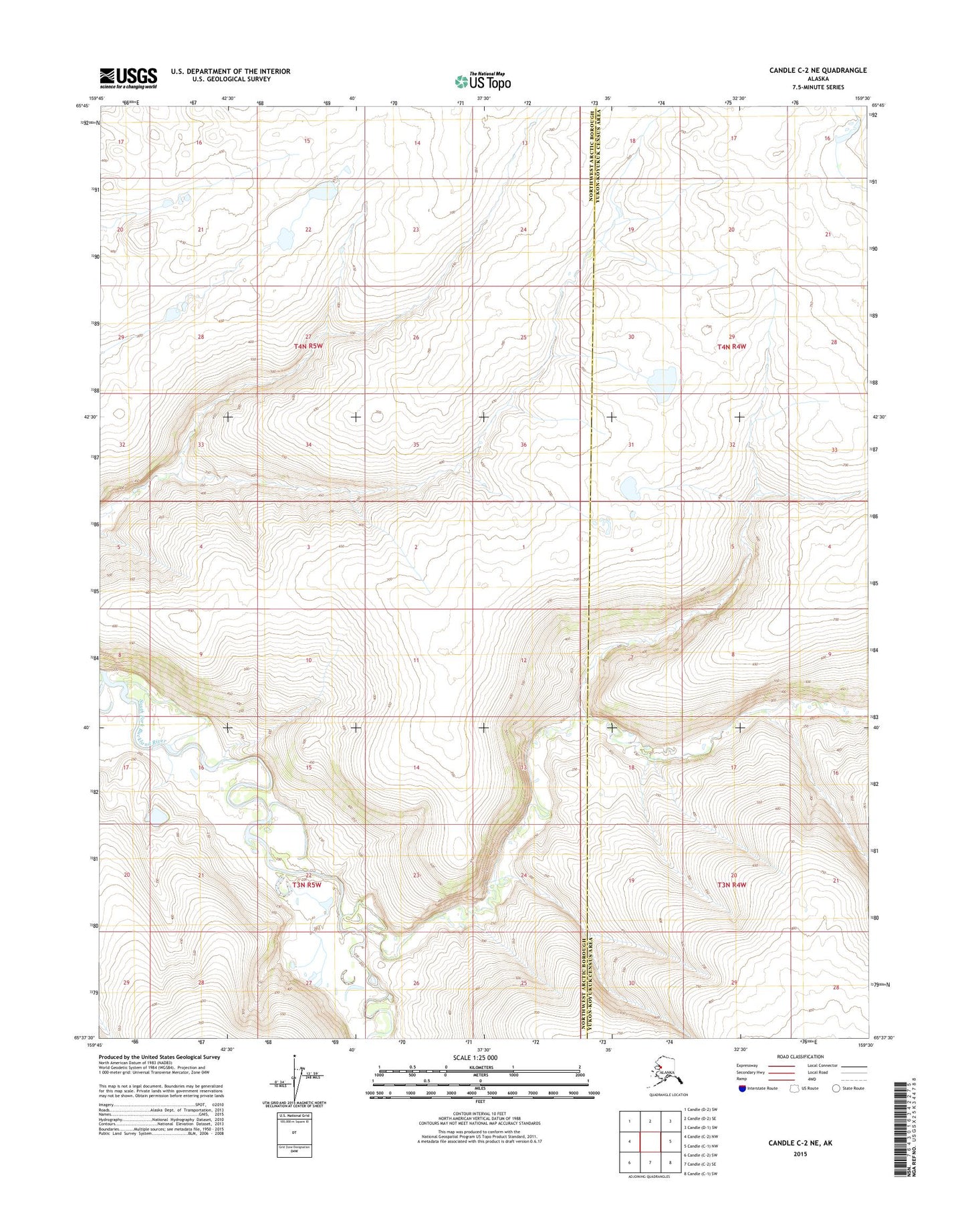 Candle C-2 NE Alaska US Topo Map Image