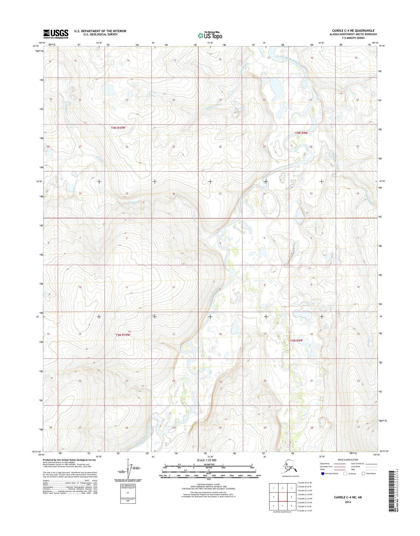 Candle C-4 NE Alaska US Topo Map Image