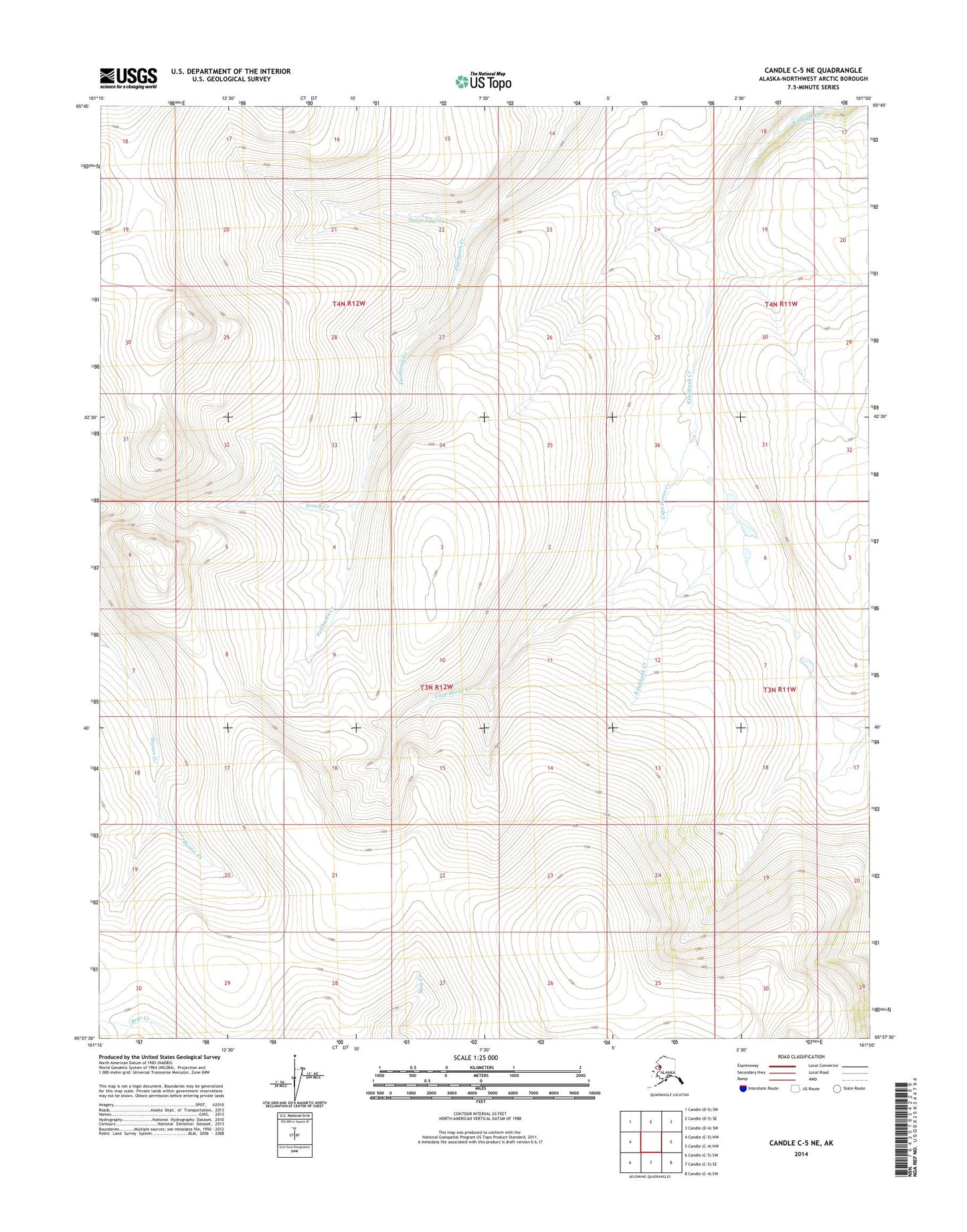 Candle C-5 NE Alaska US Topo Map Image