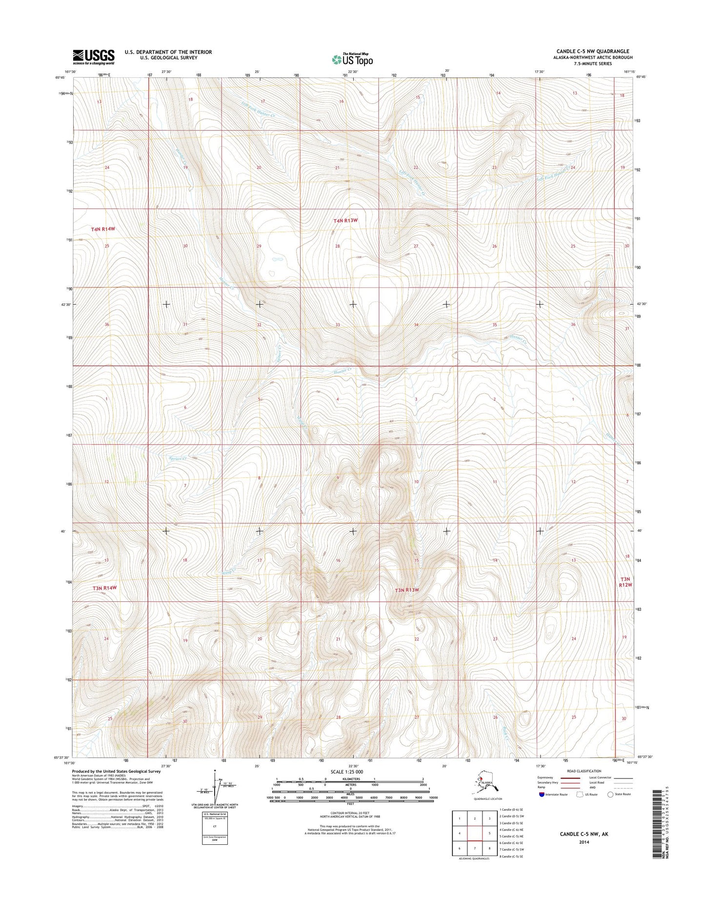 Candle C-5 NW Alaska US Topo Map Image