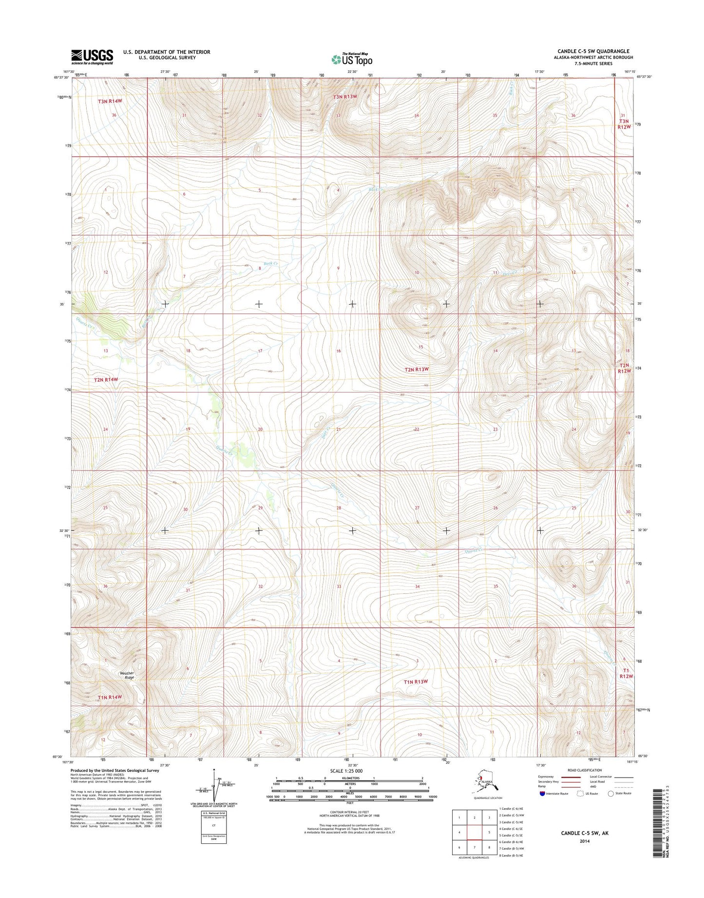 Candle C-5 SW Alaska US Topo Map Image