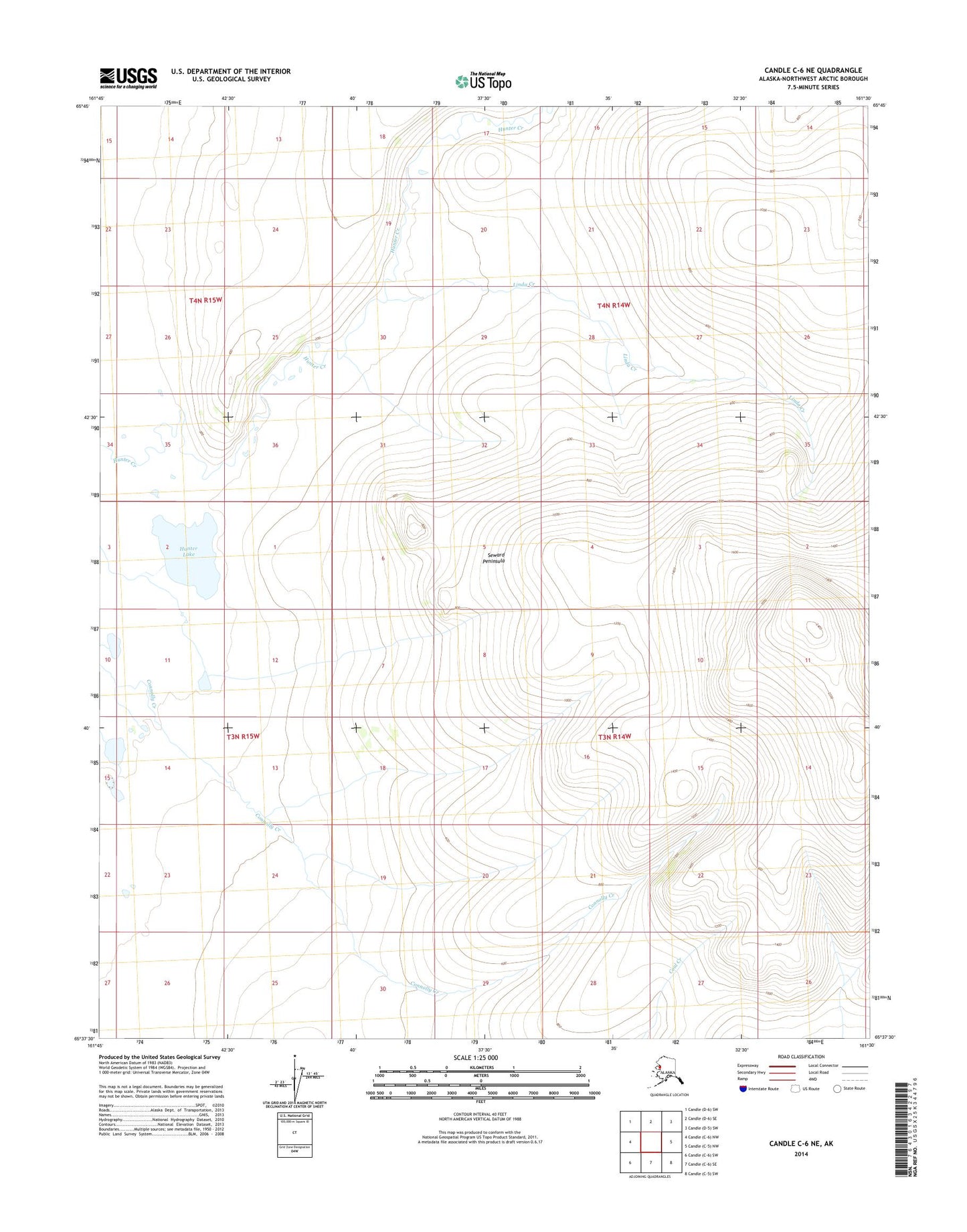 Candle C-6 NE Alaska US Topo Map Image