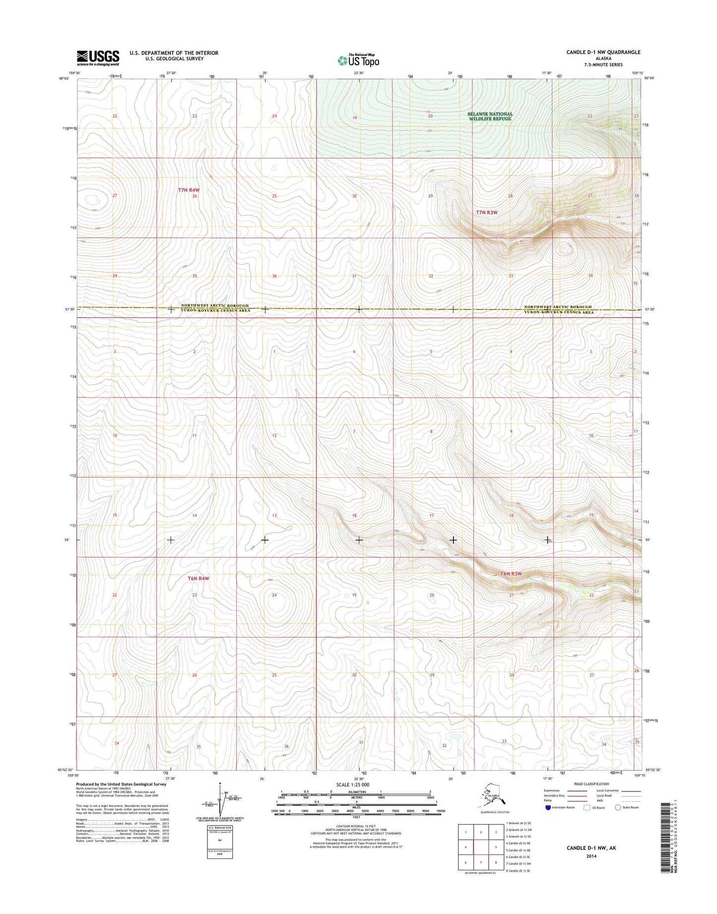 Candle D-1 NW Alaska US Topo Map Image