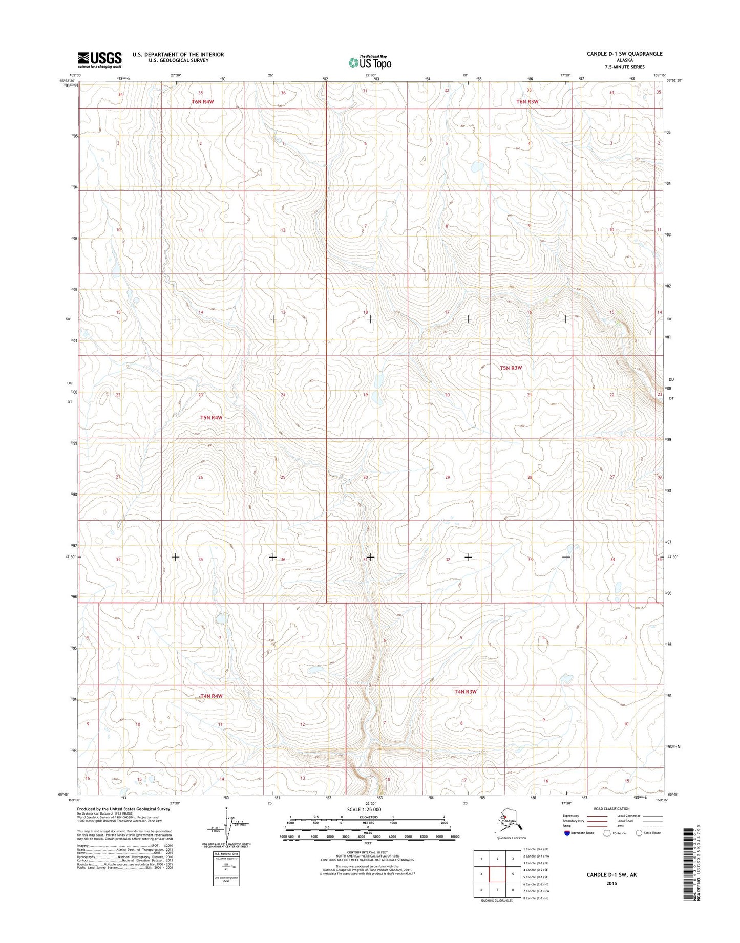 Candle D-1 SW Alaska US Topo Map Image