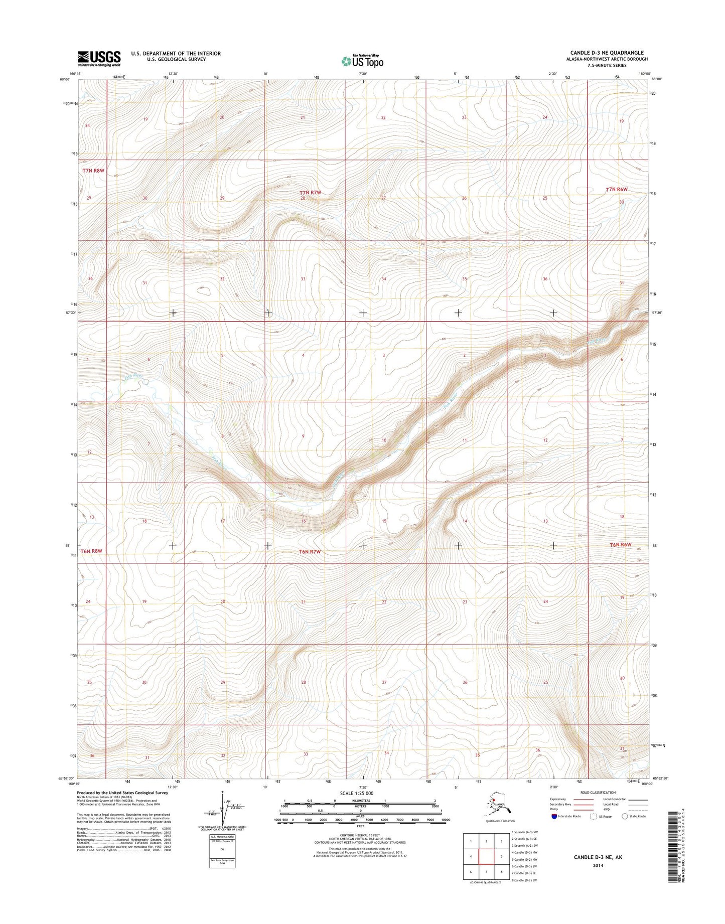Candle D-3 NE Alaska US Topo Map Image