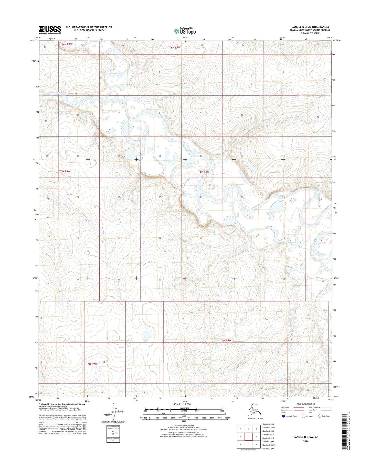 Candle D-3 SW Alaska US Topo Map Image