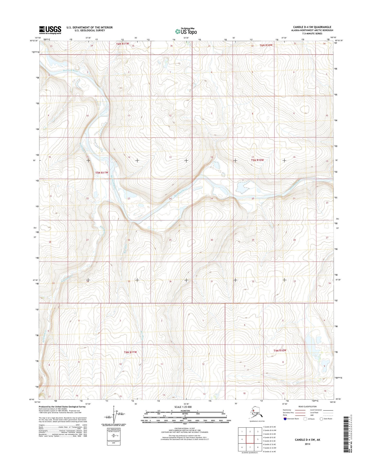 Candle D-4 SW Alaska US Topo Map Image