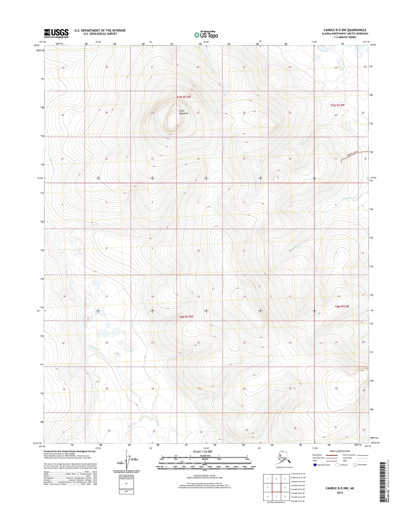 Candle D-5 NW Alaska US Topo Map Image