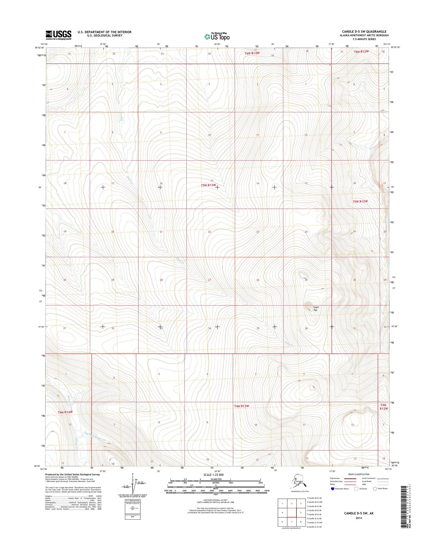Candle D-5 SW Alaska US Topo Map Image