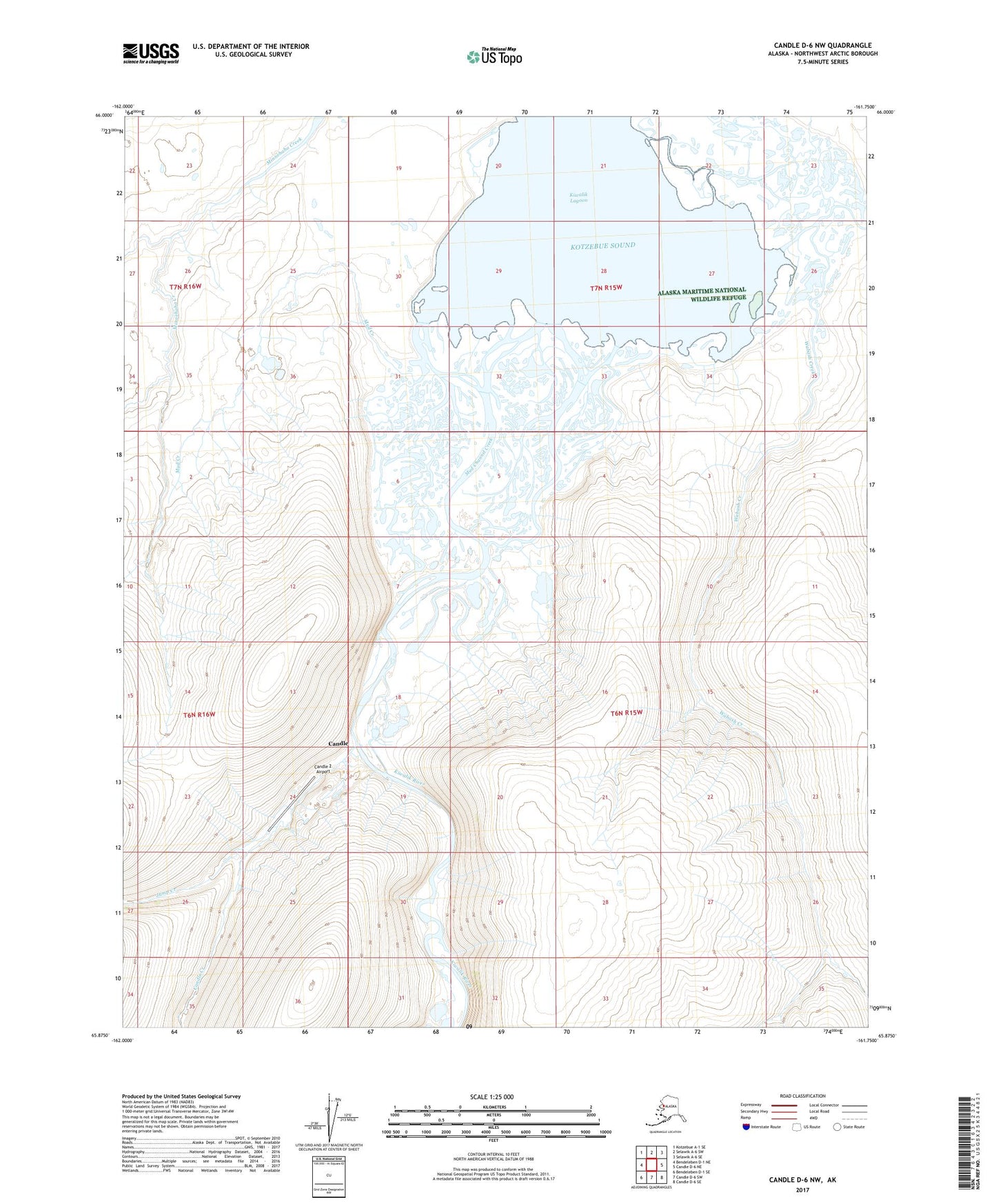Candle D-6 NW Alaska US Topo Map Image