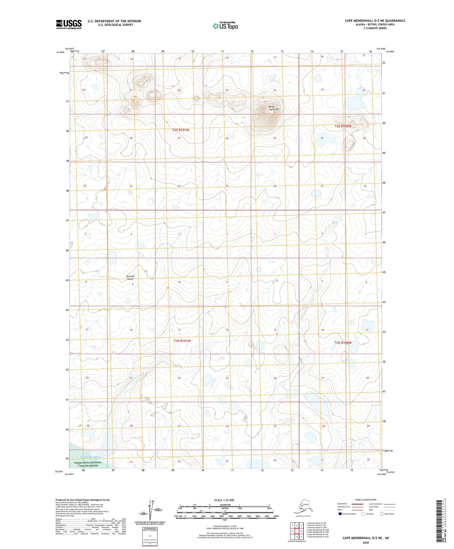 Cape Mendenhall D-5 NE Alaska US Topo Map Image