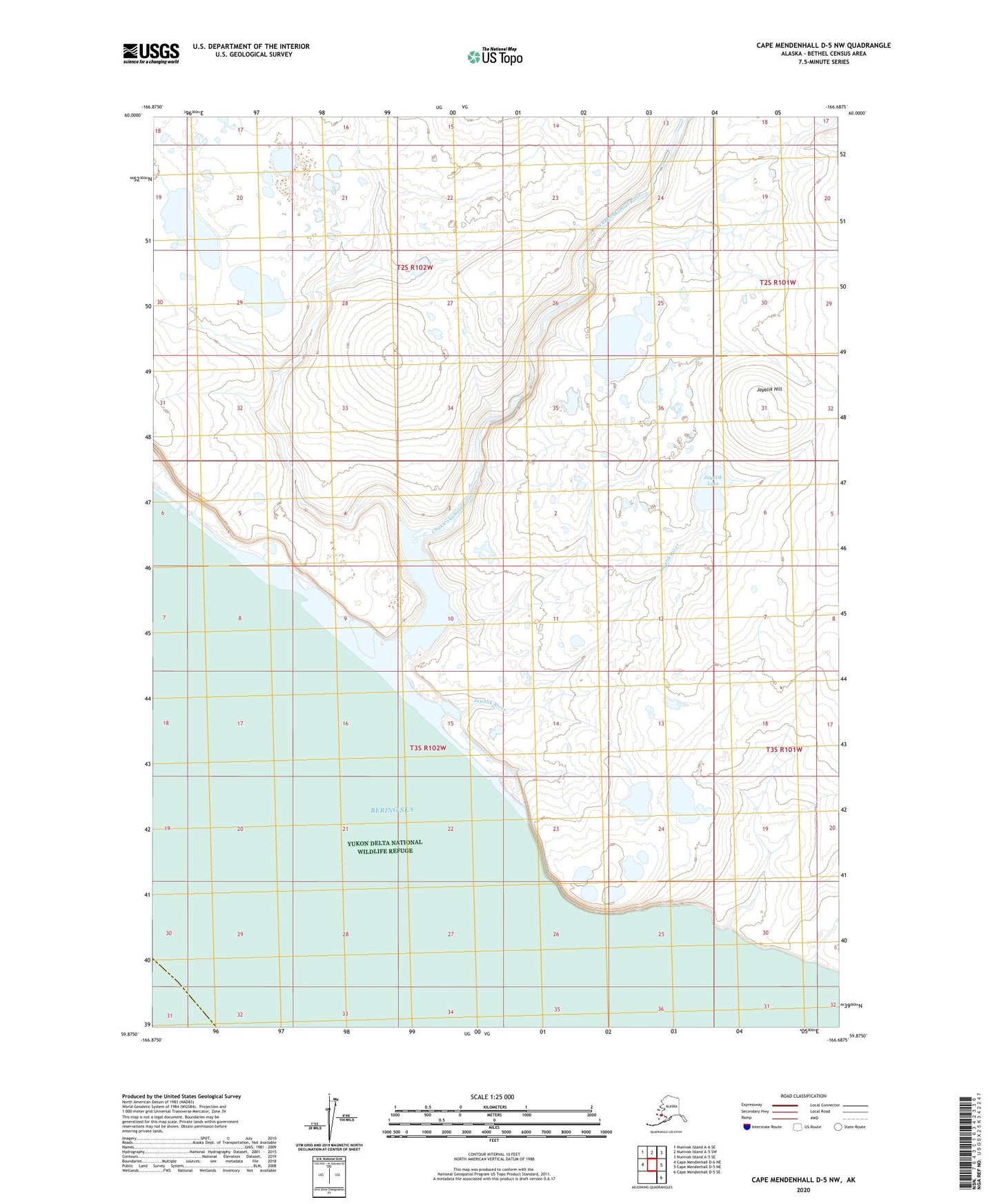 Cape Mendenhall D-5 NW Alaska US Topo Map Image