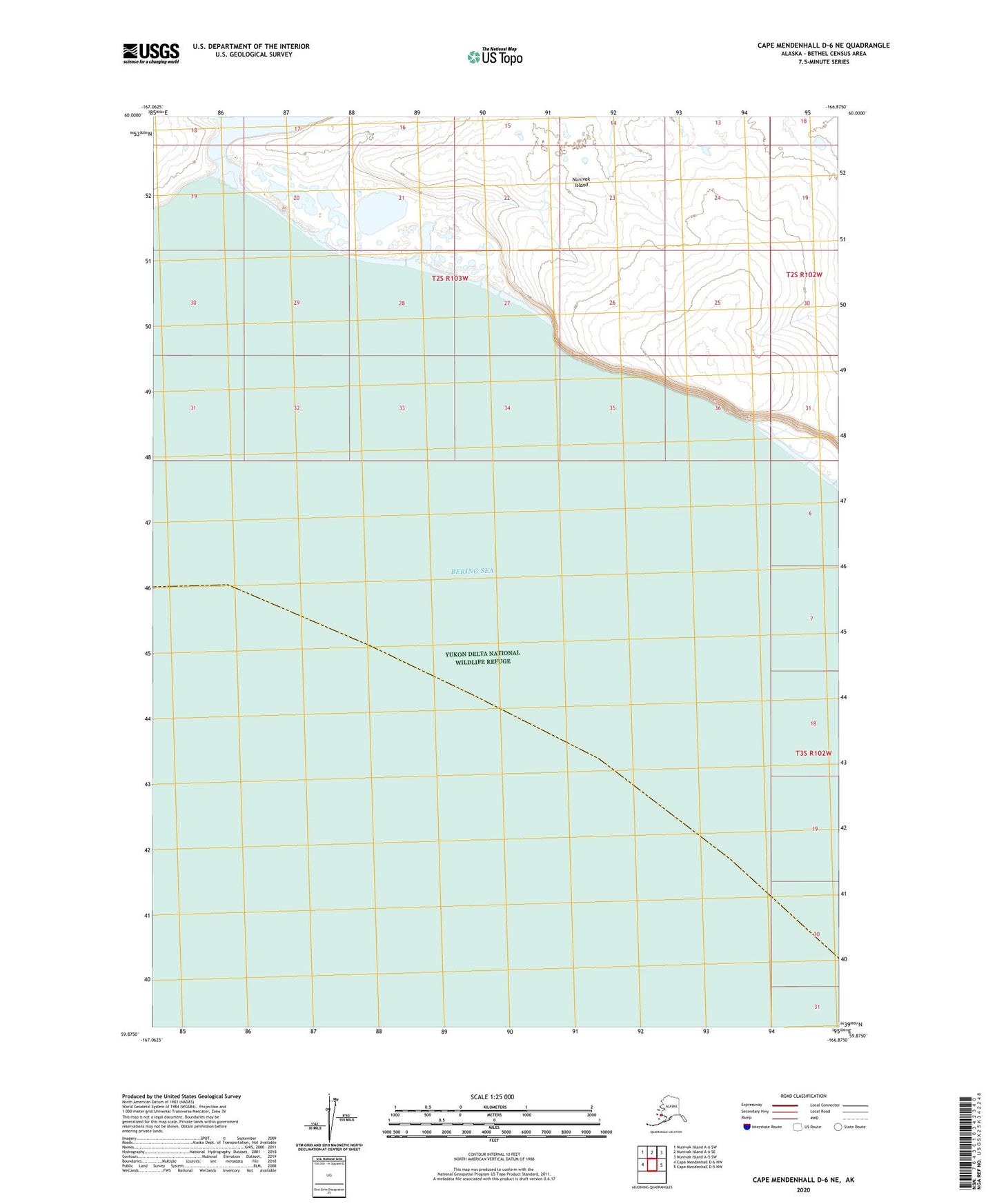 Cape Mendenhall D-6 NE Alaska US Topo Map Image