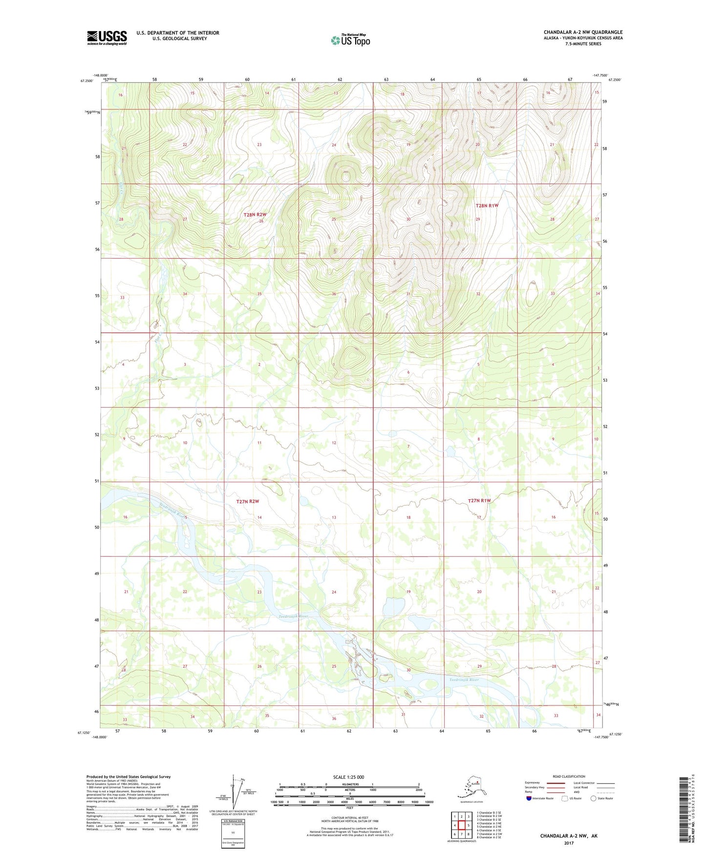 Chandalar A-2 NW Alaska US Topo Map Image