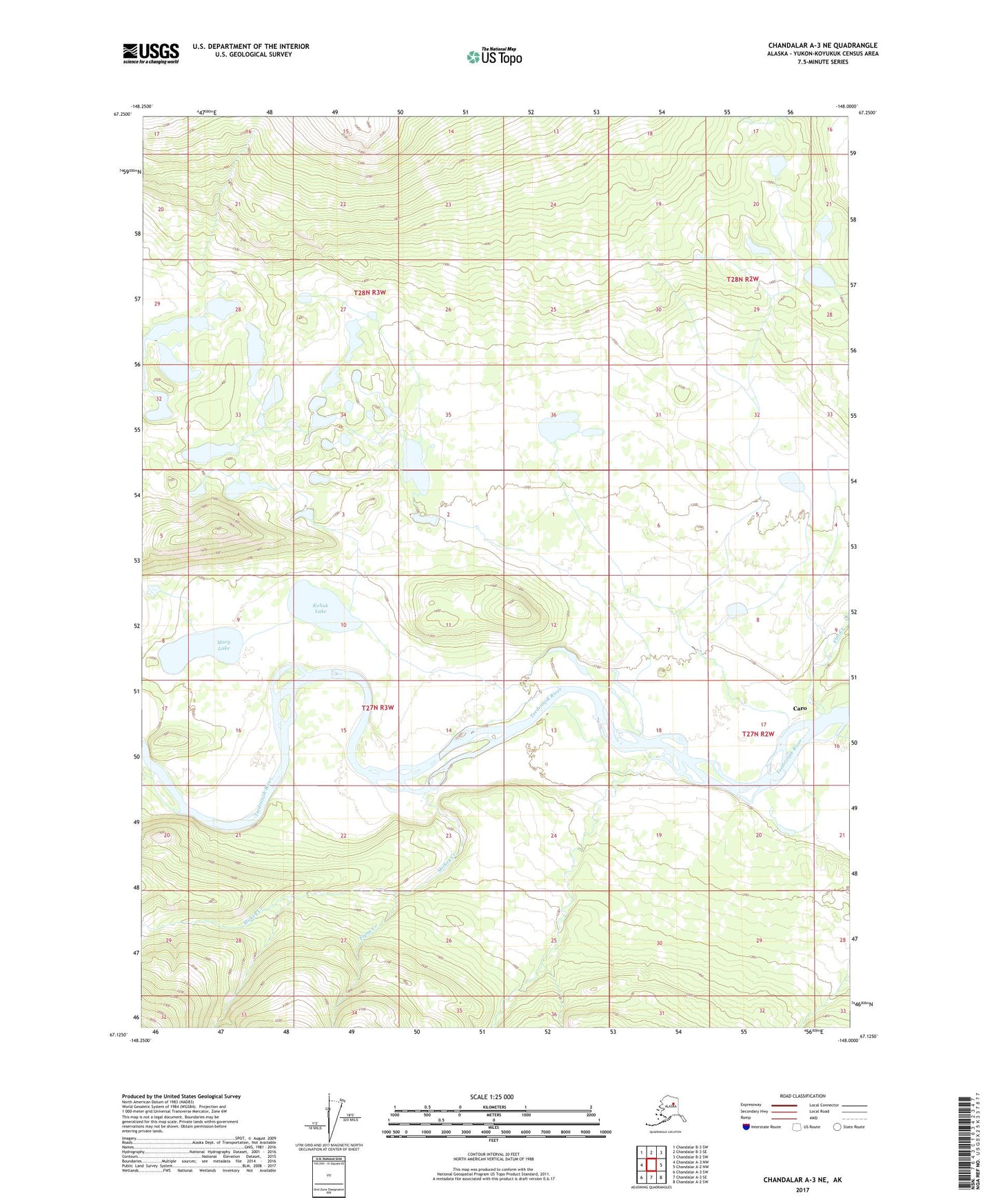 Chandalar A-3 NE Alaska US Topo Map Image