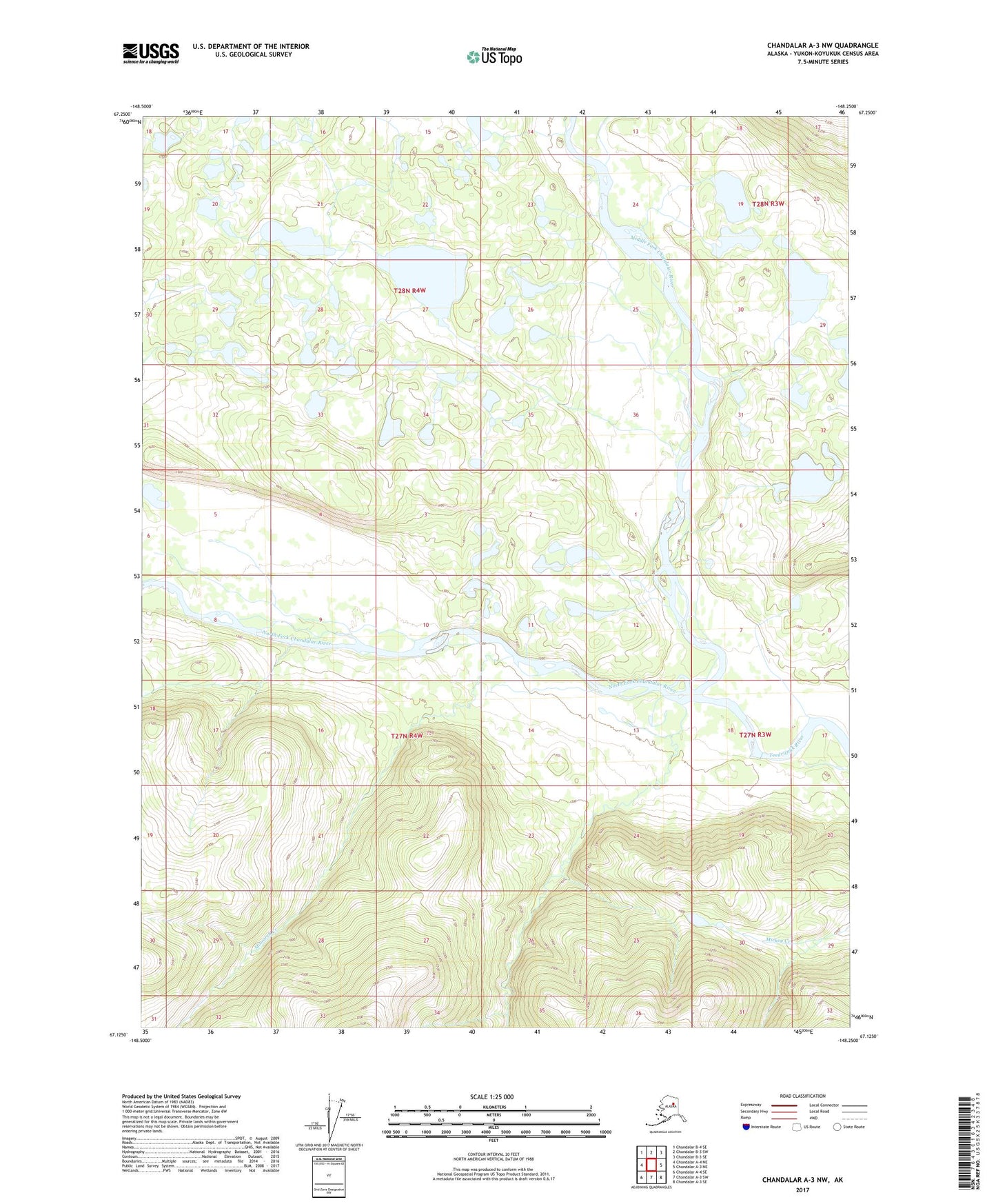 Chandalar A-3 NW Alaska US Topo Map Image
