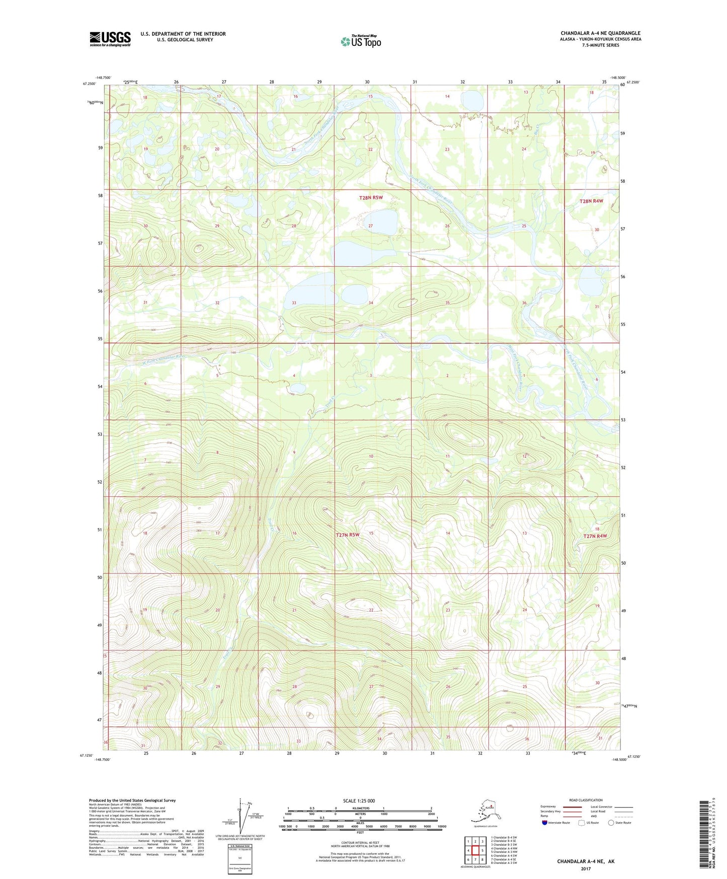 Chandalar A-4 NE Alaska US Topo Map Image