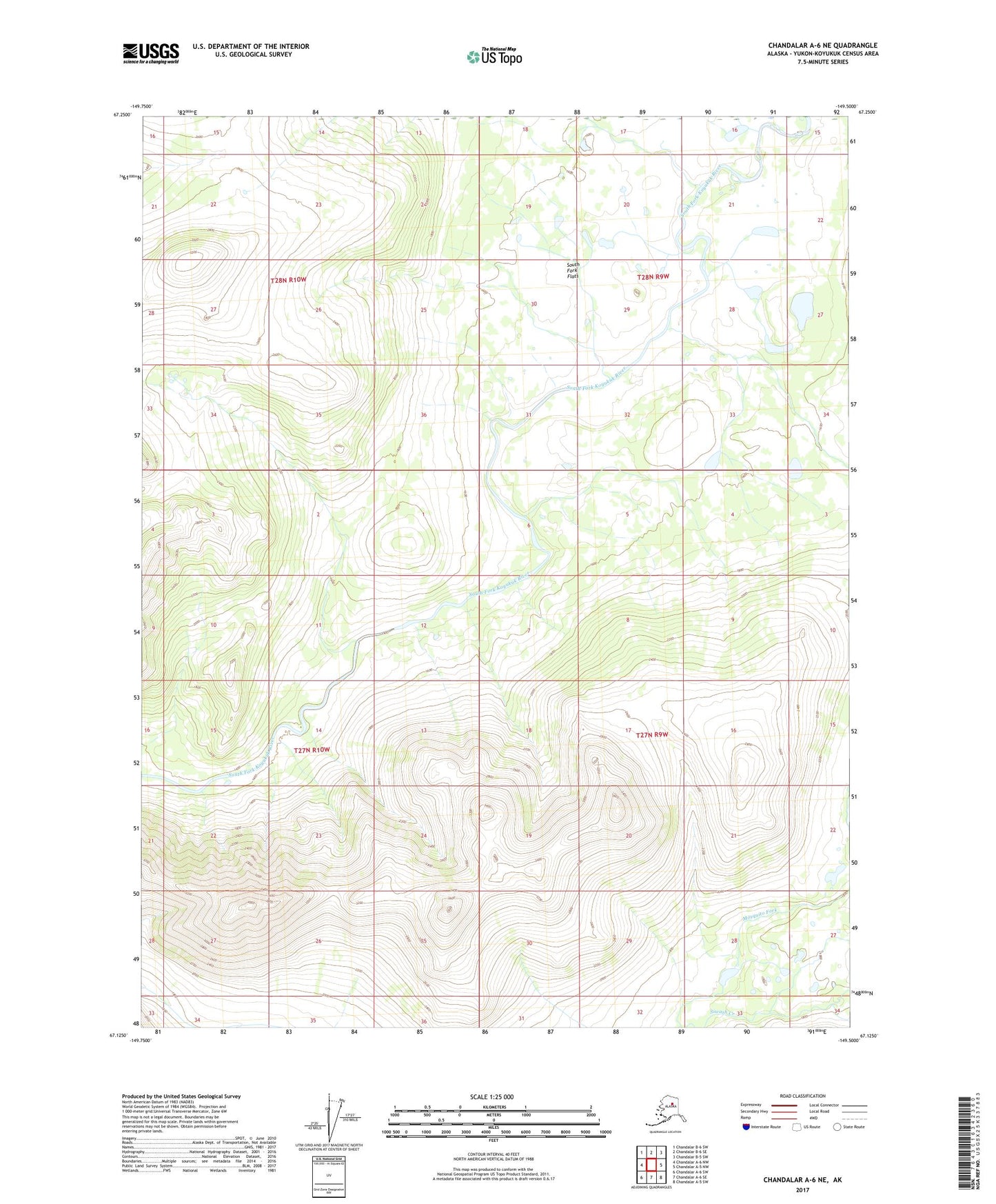 Chandalar A-6 NE Alaska US Topo Map Image