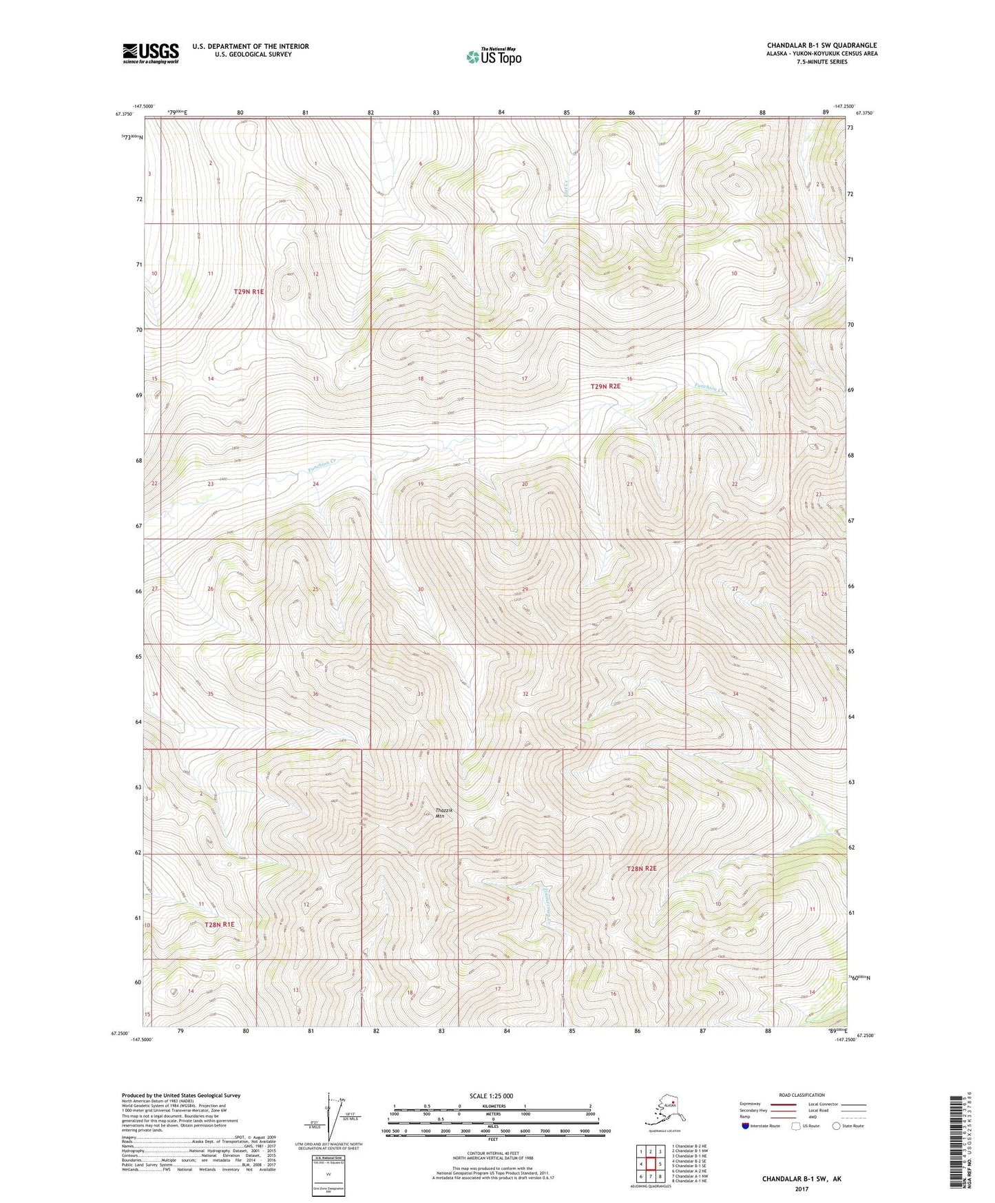 Chandalar B-1 SW Alaska US Topo Map Image
