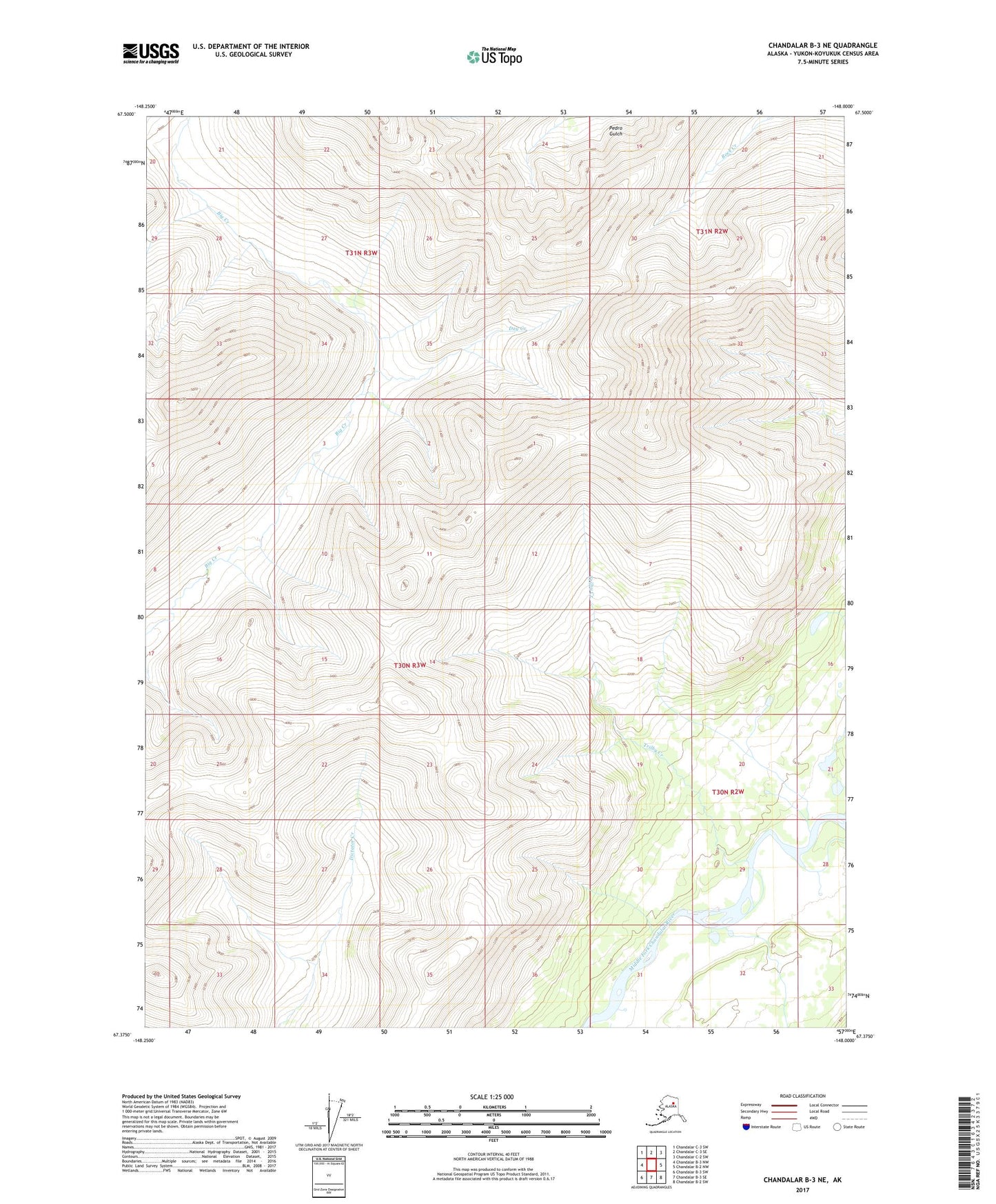 Chandalar B-3 NE Alaska US Topo Map Image