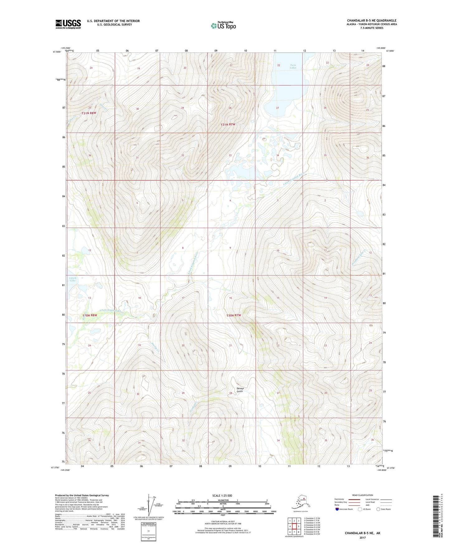 Chandalar B-5 NE Alaska US Topo Map Image