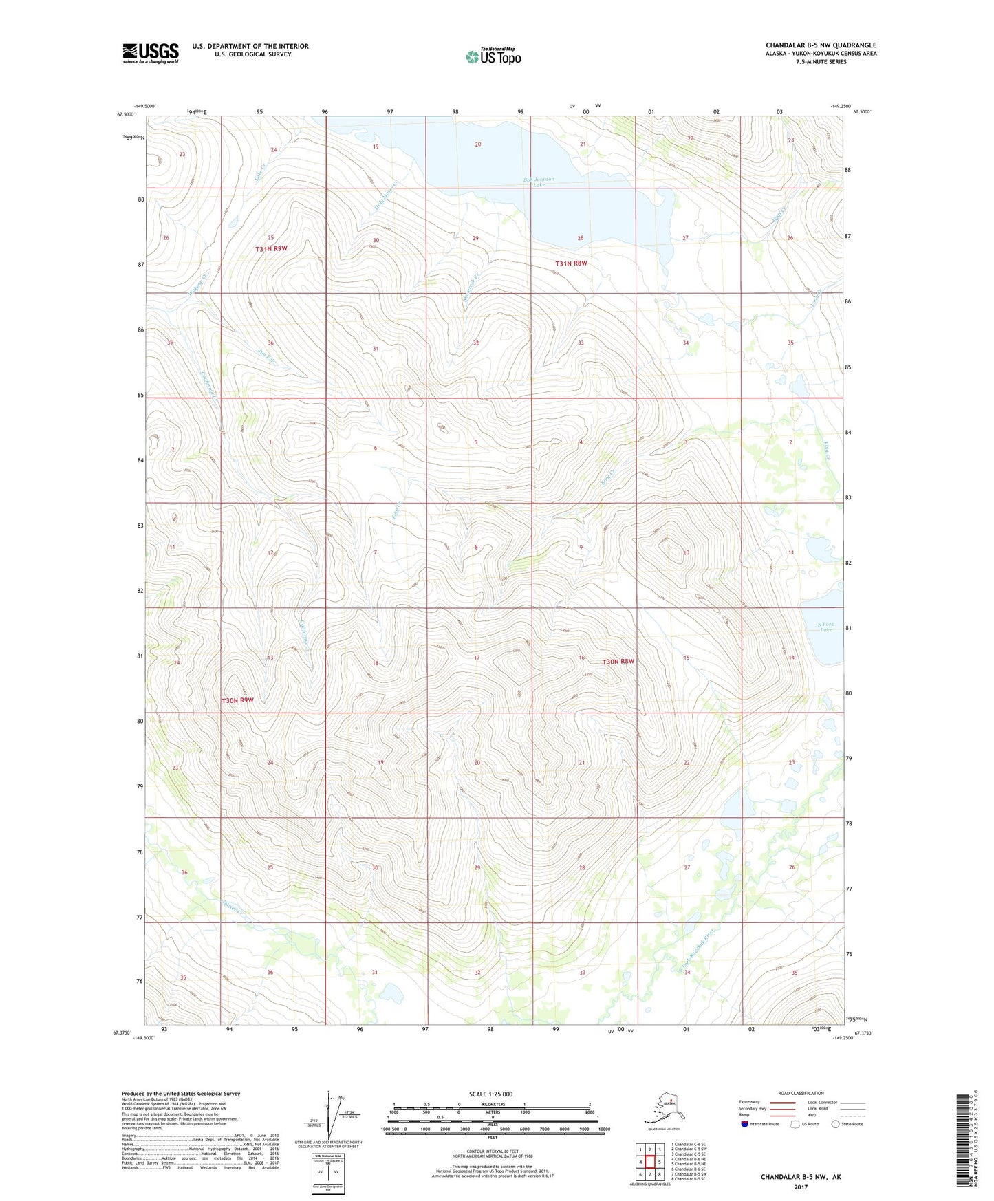 Chandalar B-5 NW Alaska US Topo Map Image