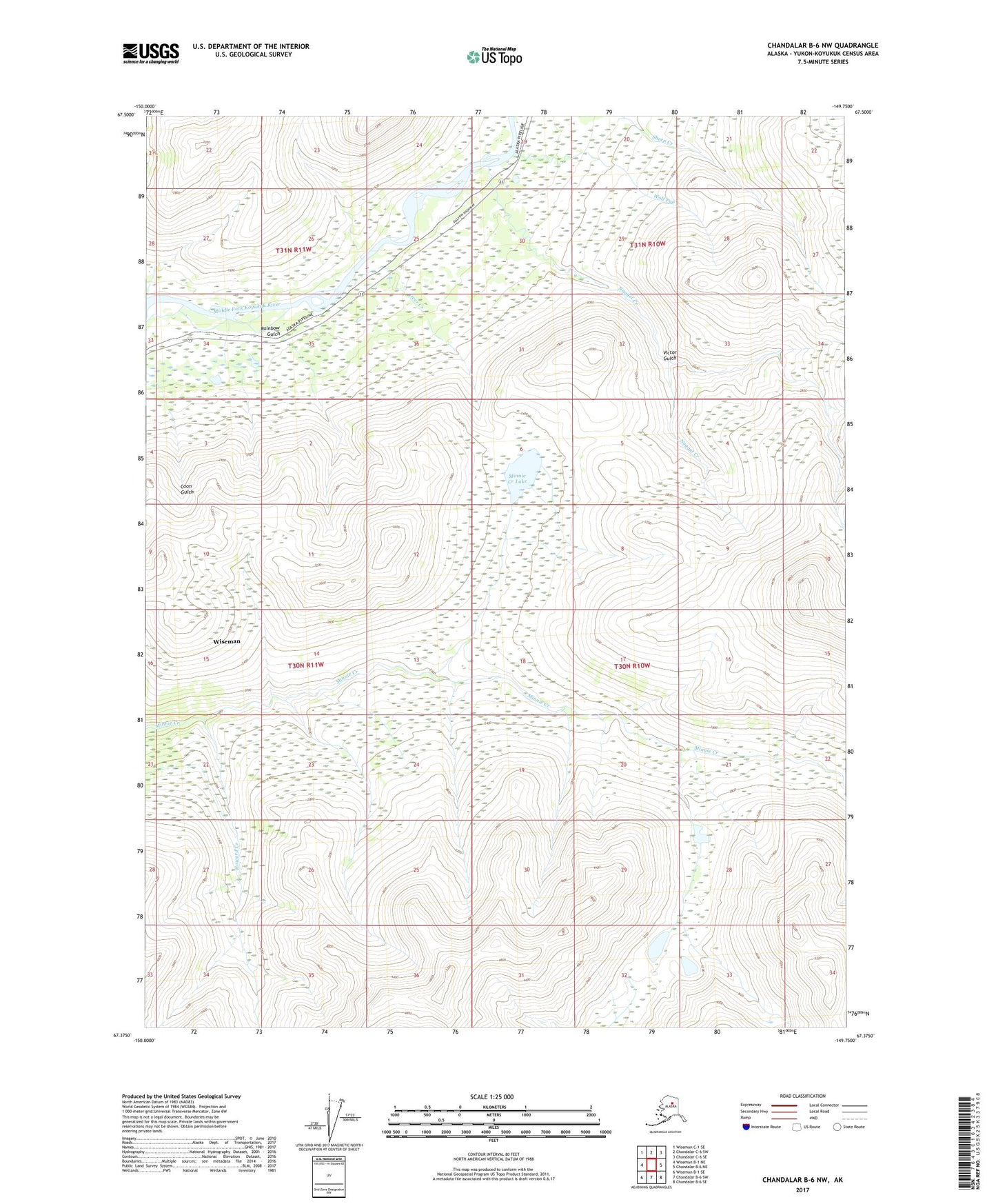 Chandalar B-6 NW Alaska US Topo Map Image