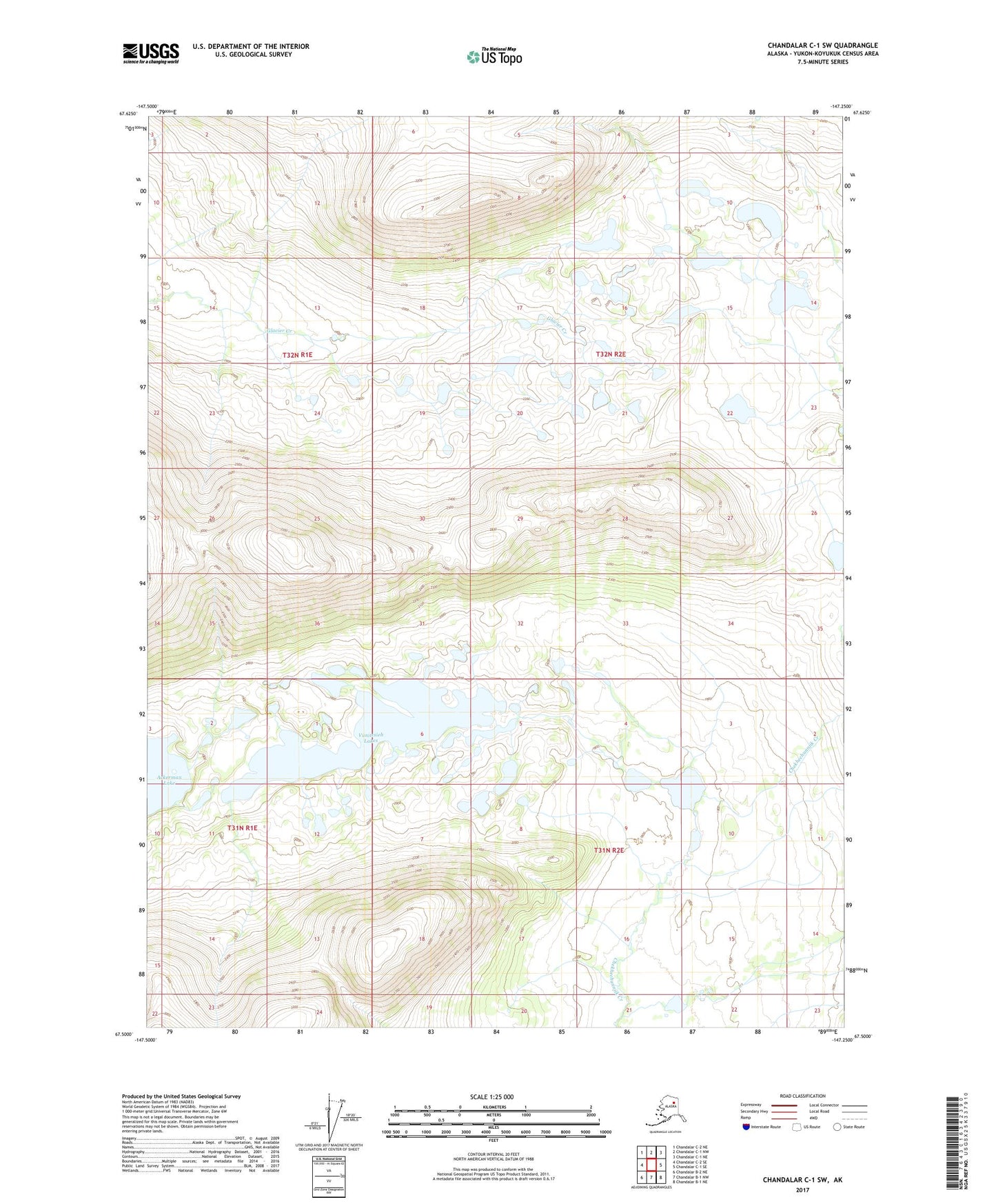 Chandalar C-1 SW Alaska US Topo Map Image