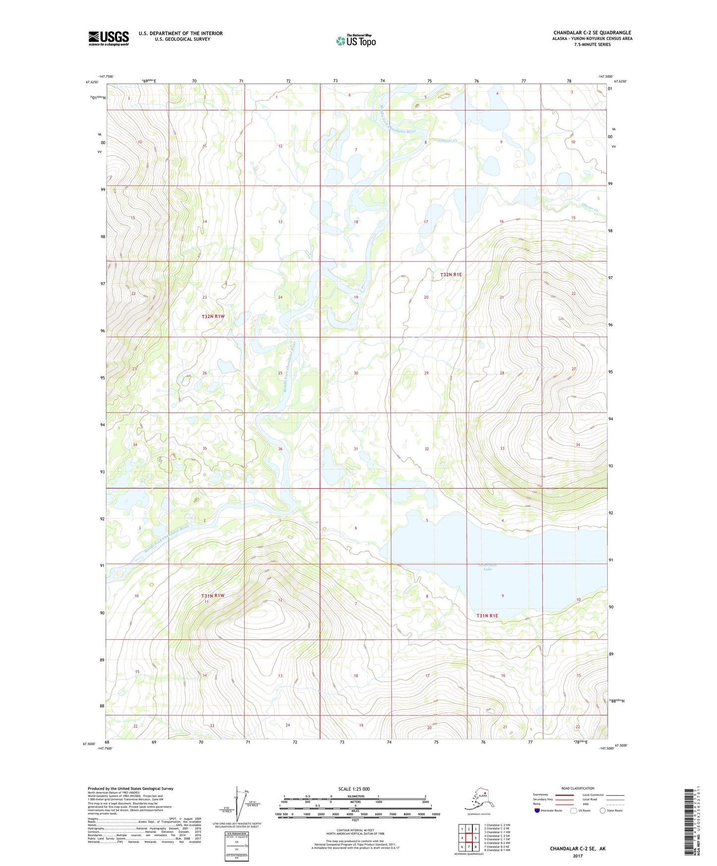 Chandalar C-2 SE Alaska US Topo Map Image
