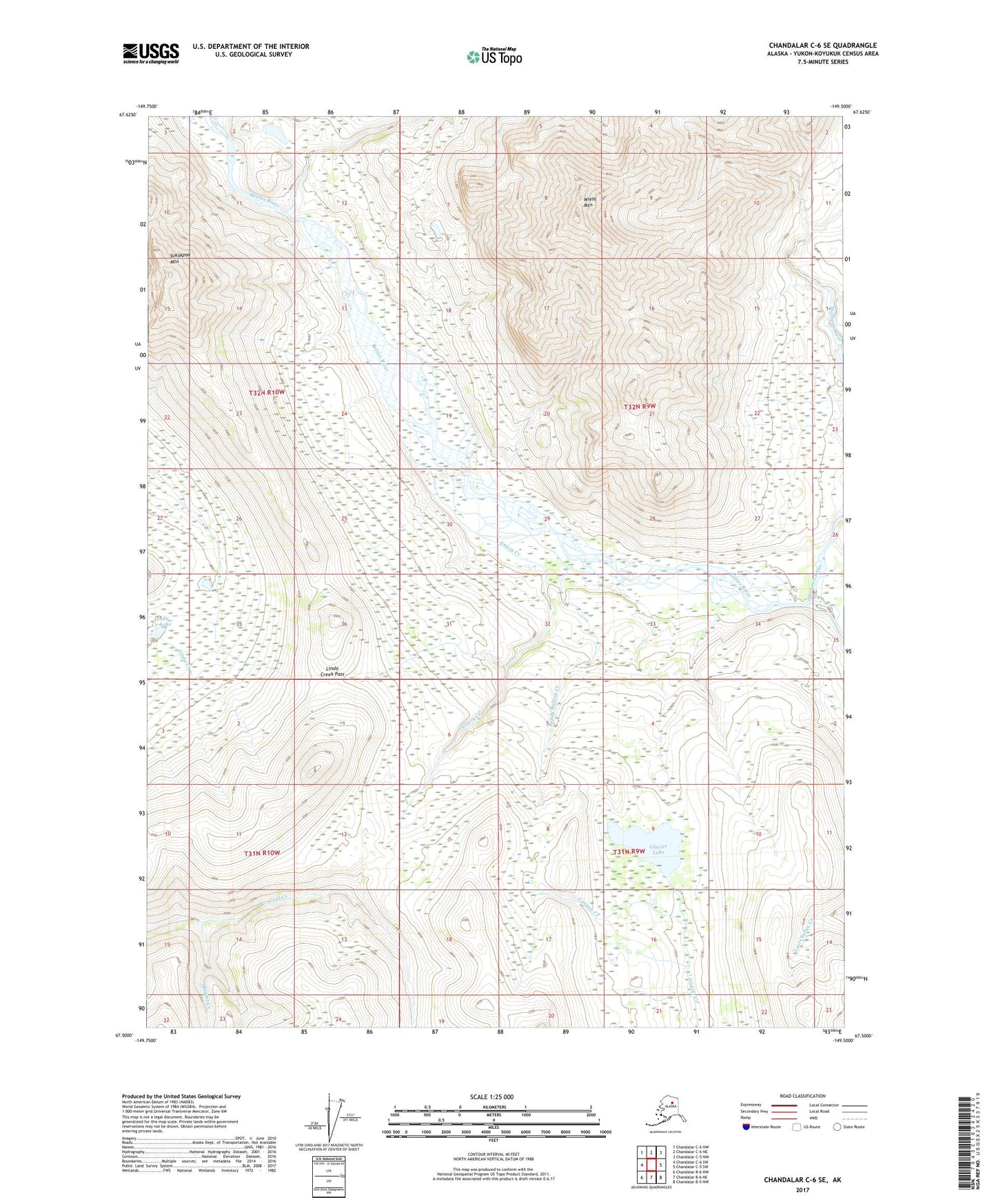 Chandalar C-6 SE Alaska US Topo Map Image