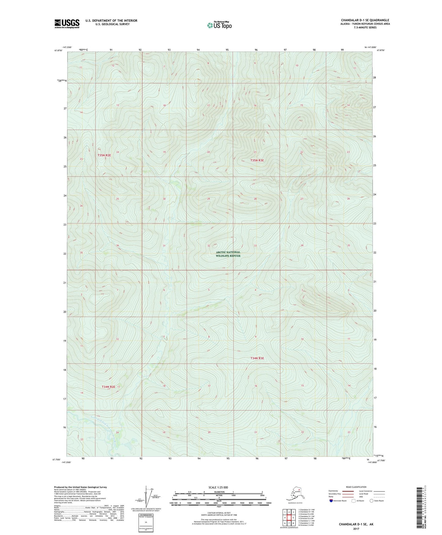 Chandalar D-1 SE Alaska US Topo Map Image