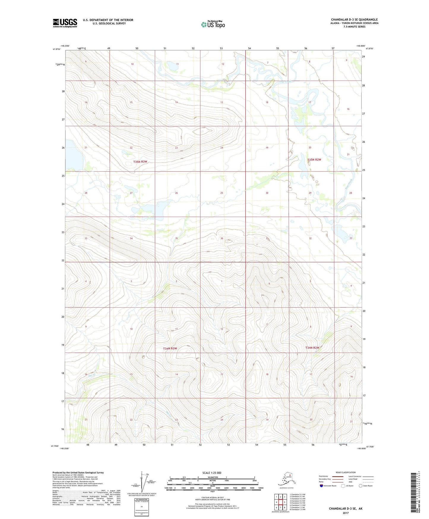 Chandalar D-3 SE Alaska US Topo Map Image