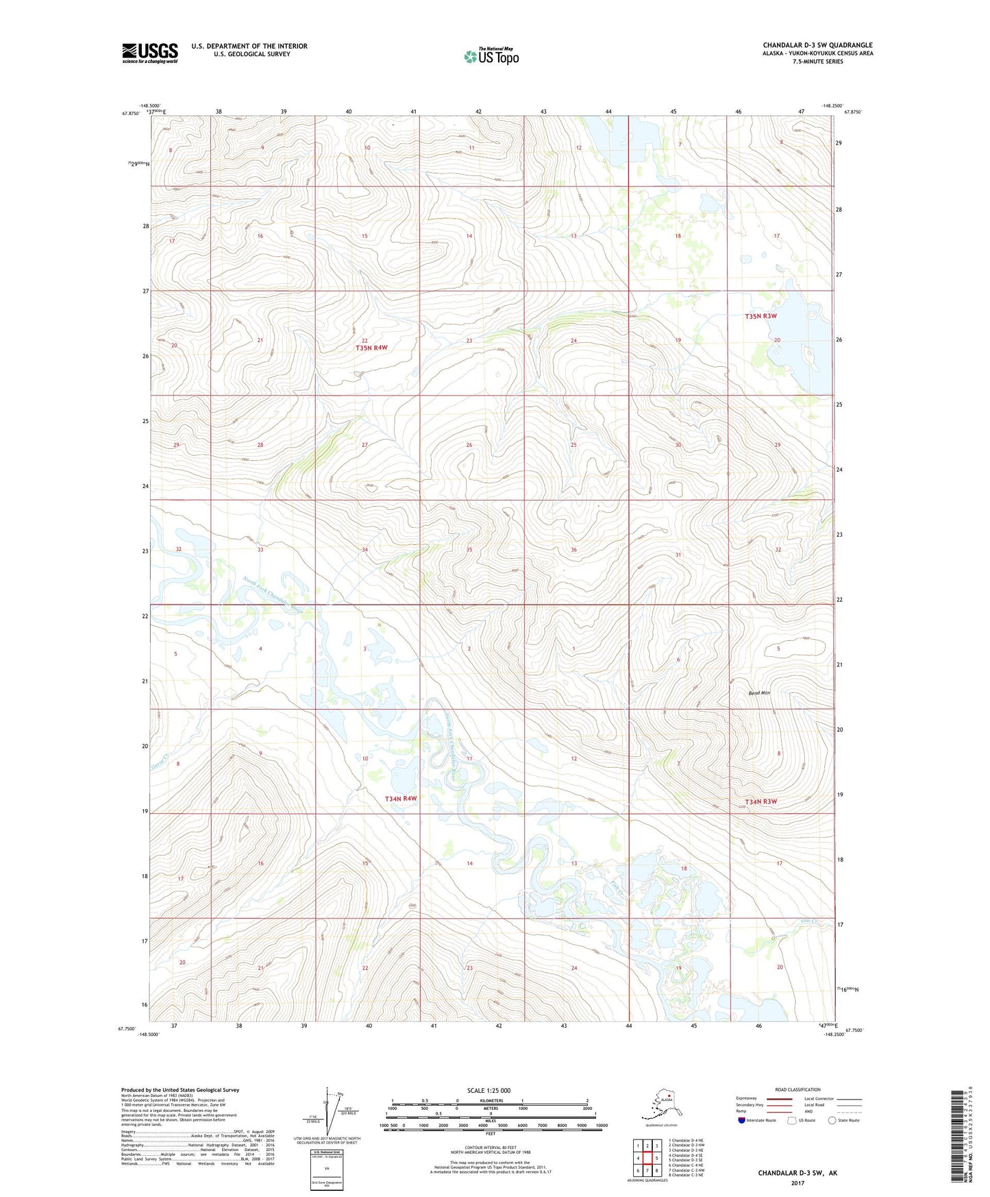 Chandalar D-3 SW Alaska US Topo Map Image