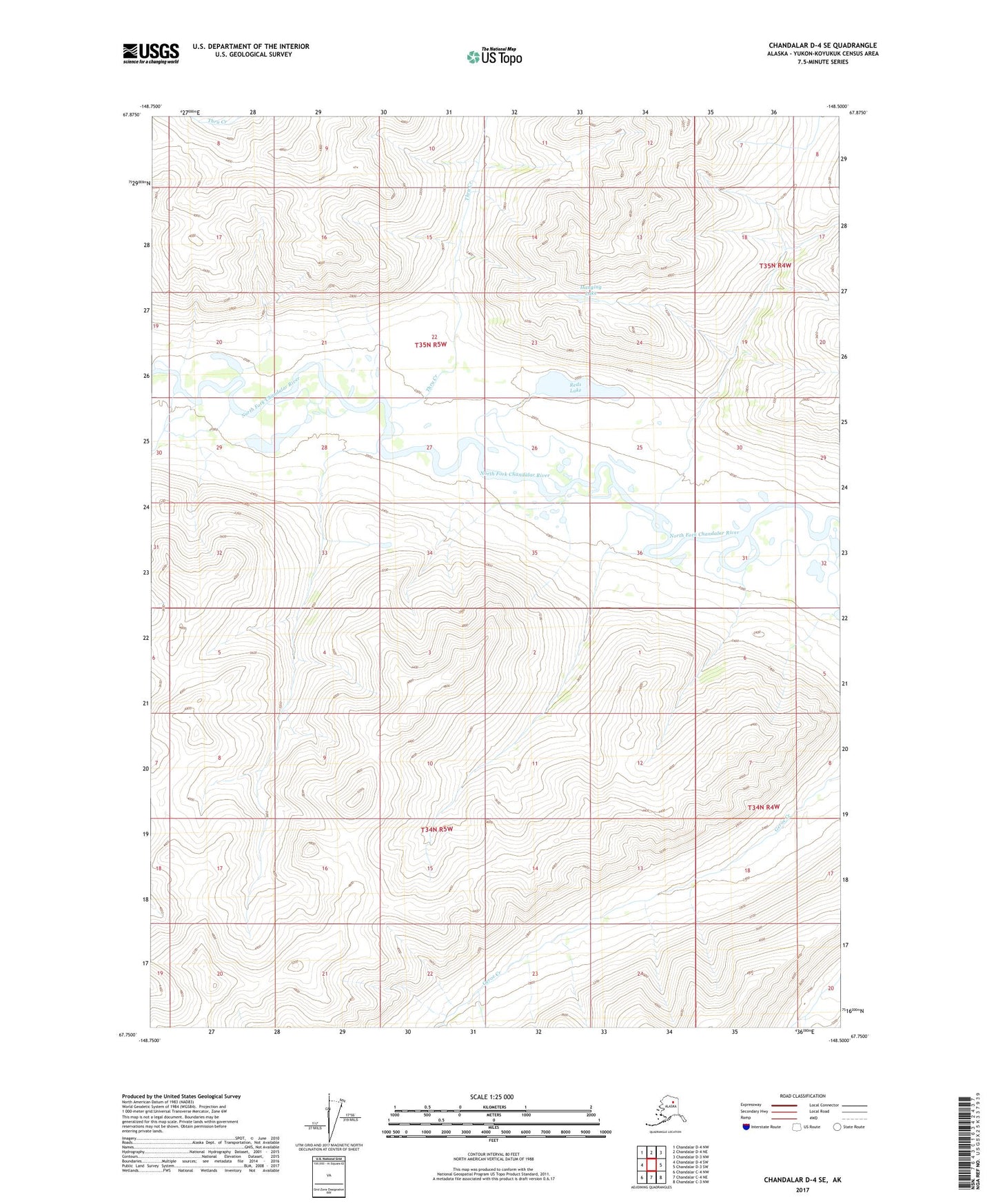 Chandalar D-4 SE Alaska US Topo Map Image