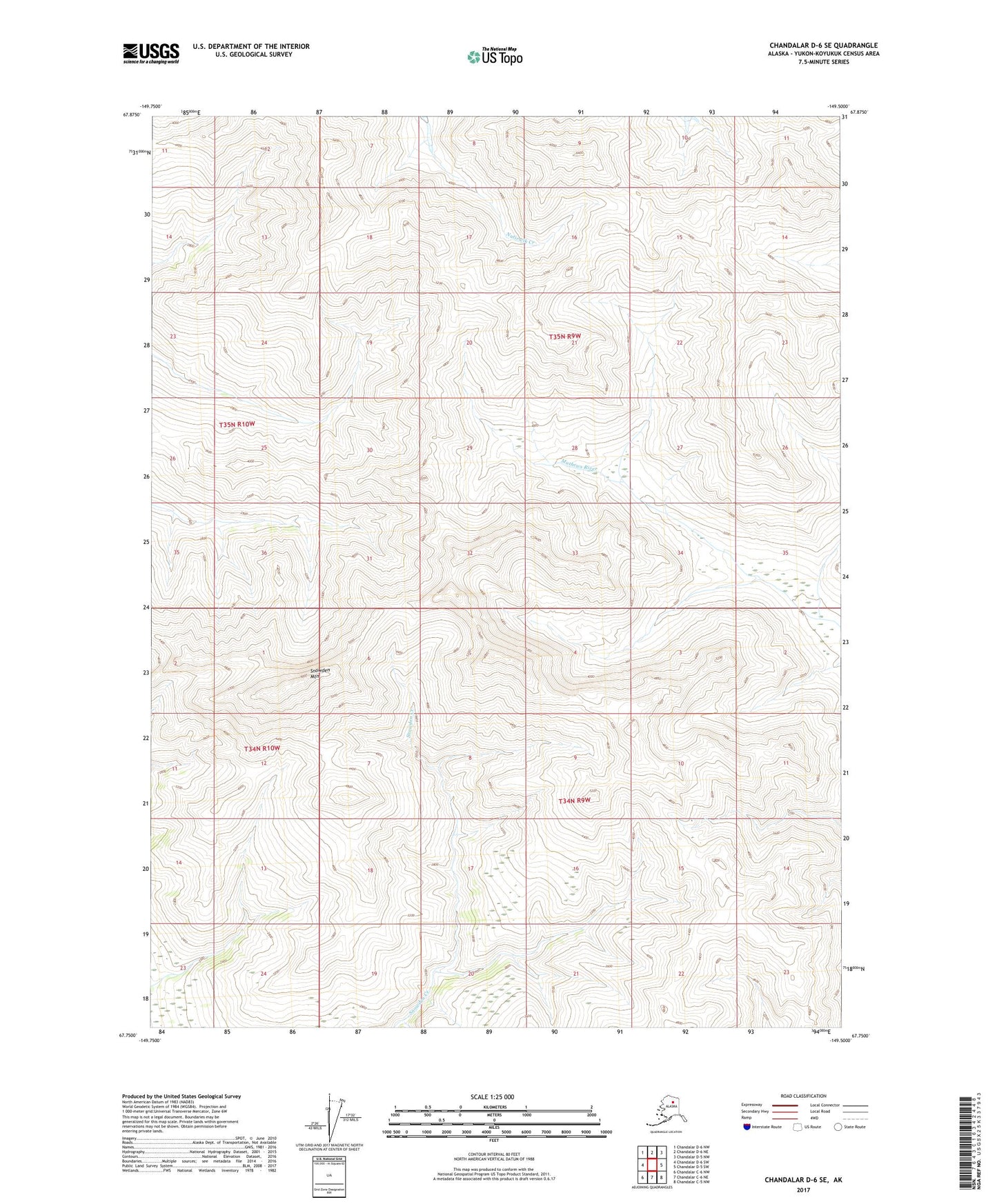 Chandalar D-6 SE Alaska US Topo Map Image