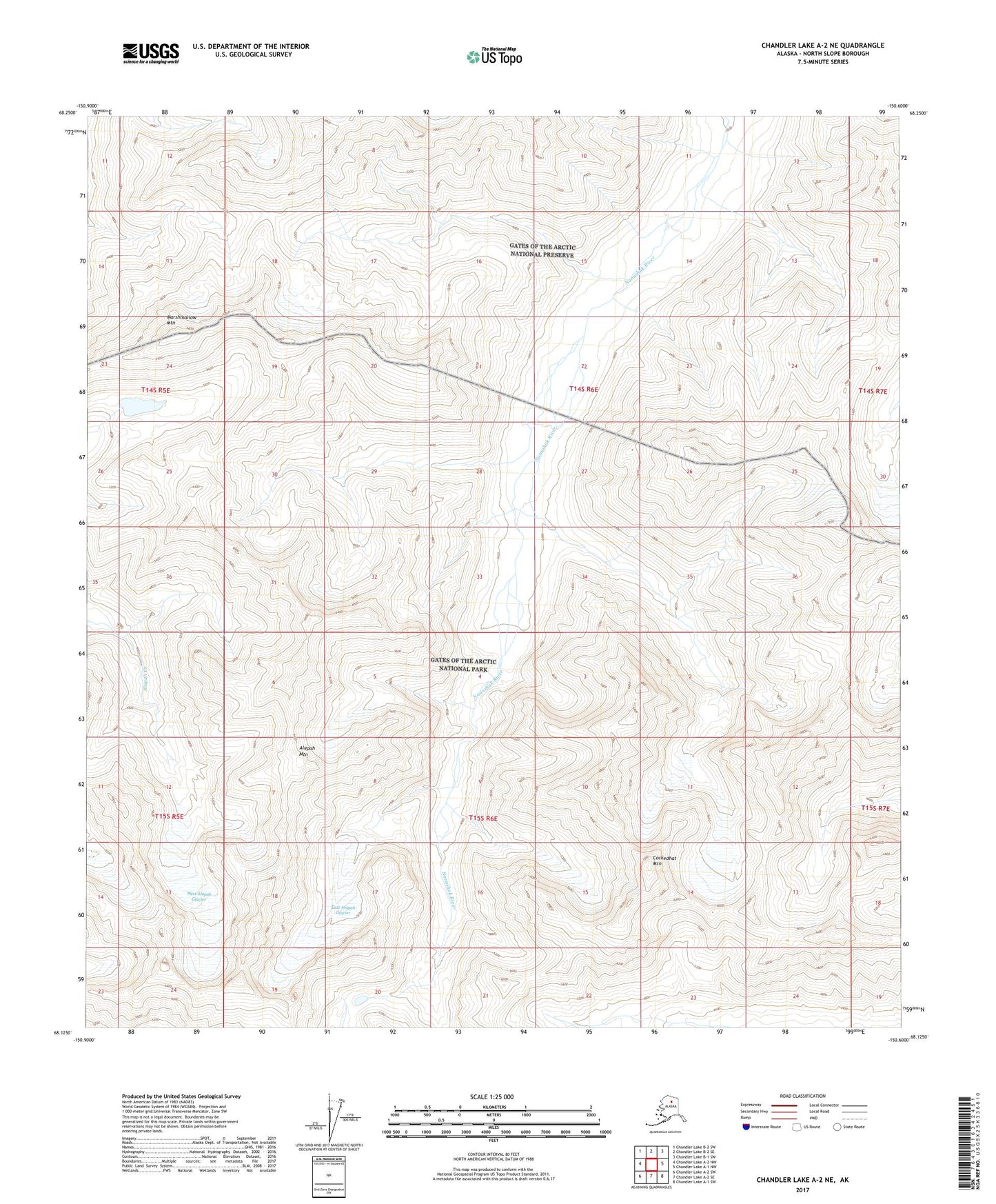 Chandler Lake A-2 NE Alaska US Topo Map Image