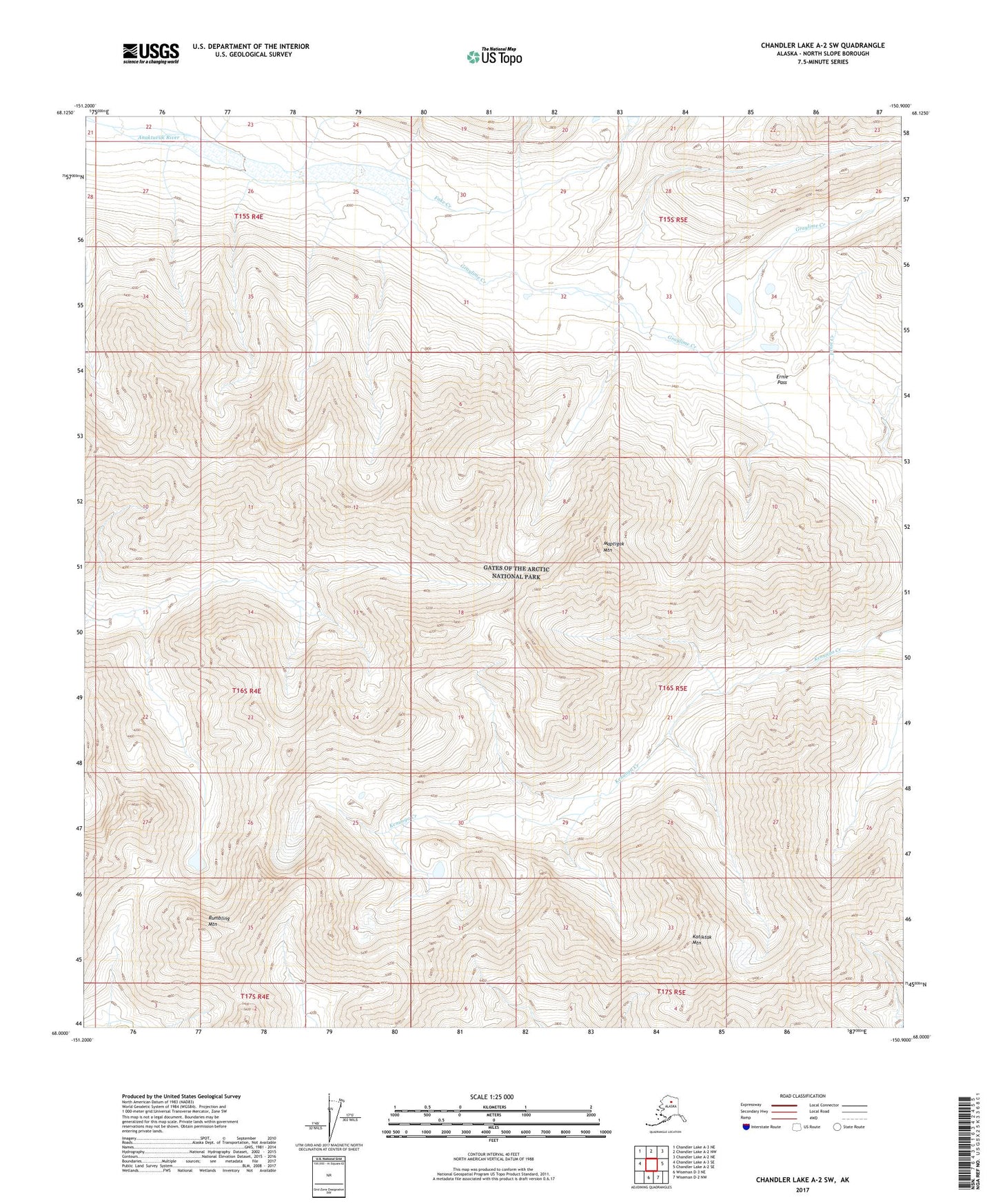 Chandler Lake A-2 SW Alaska US Topo Map Image