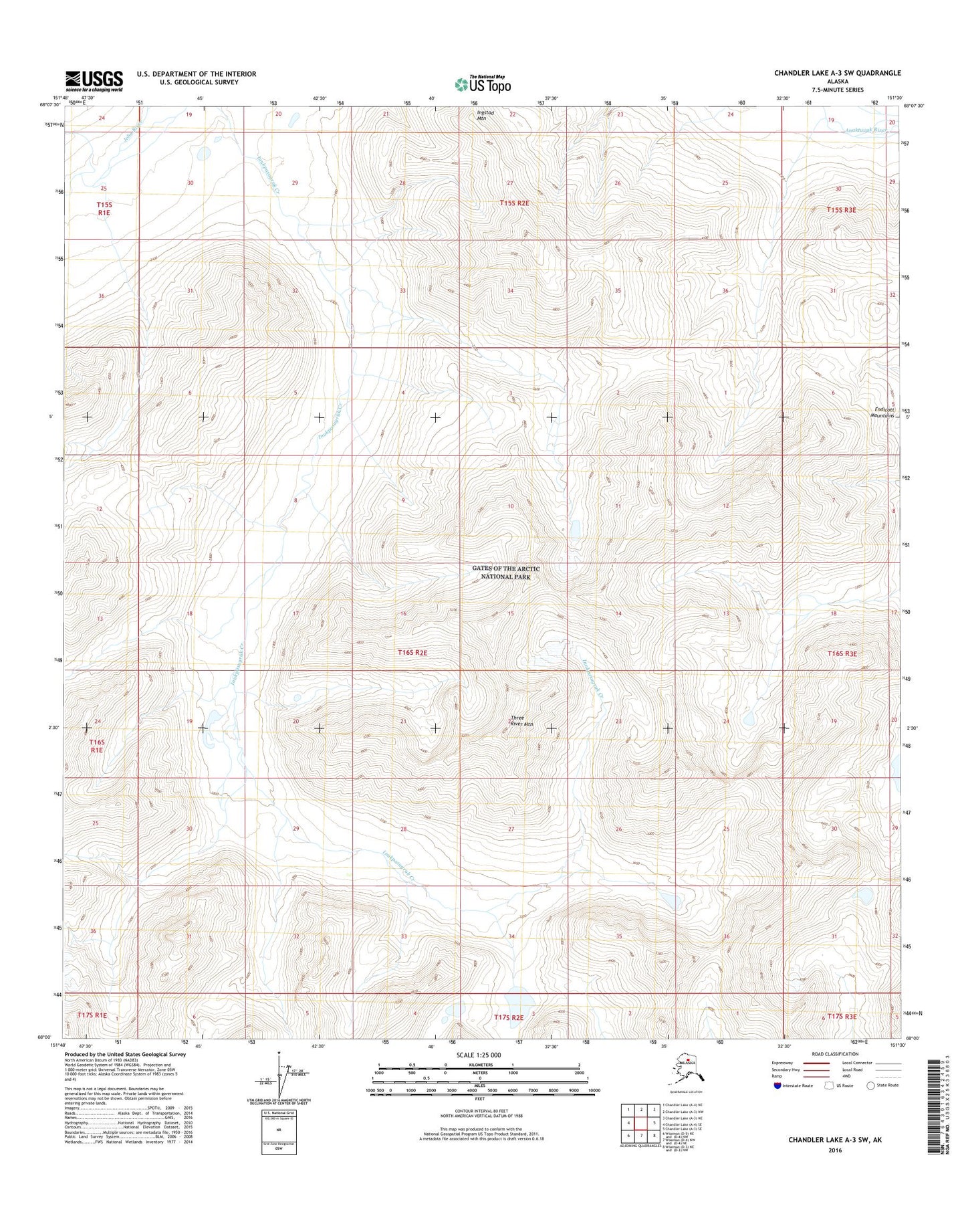 Chandler Lake A-3 SW Alaska US Topo Map Image