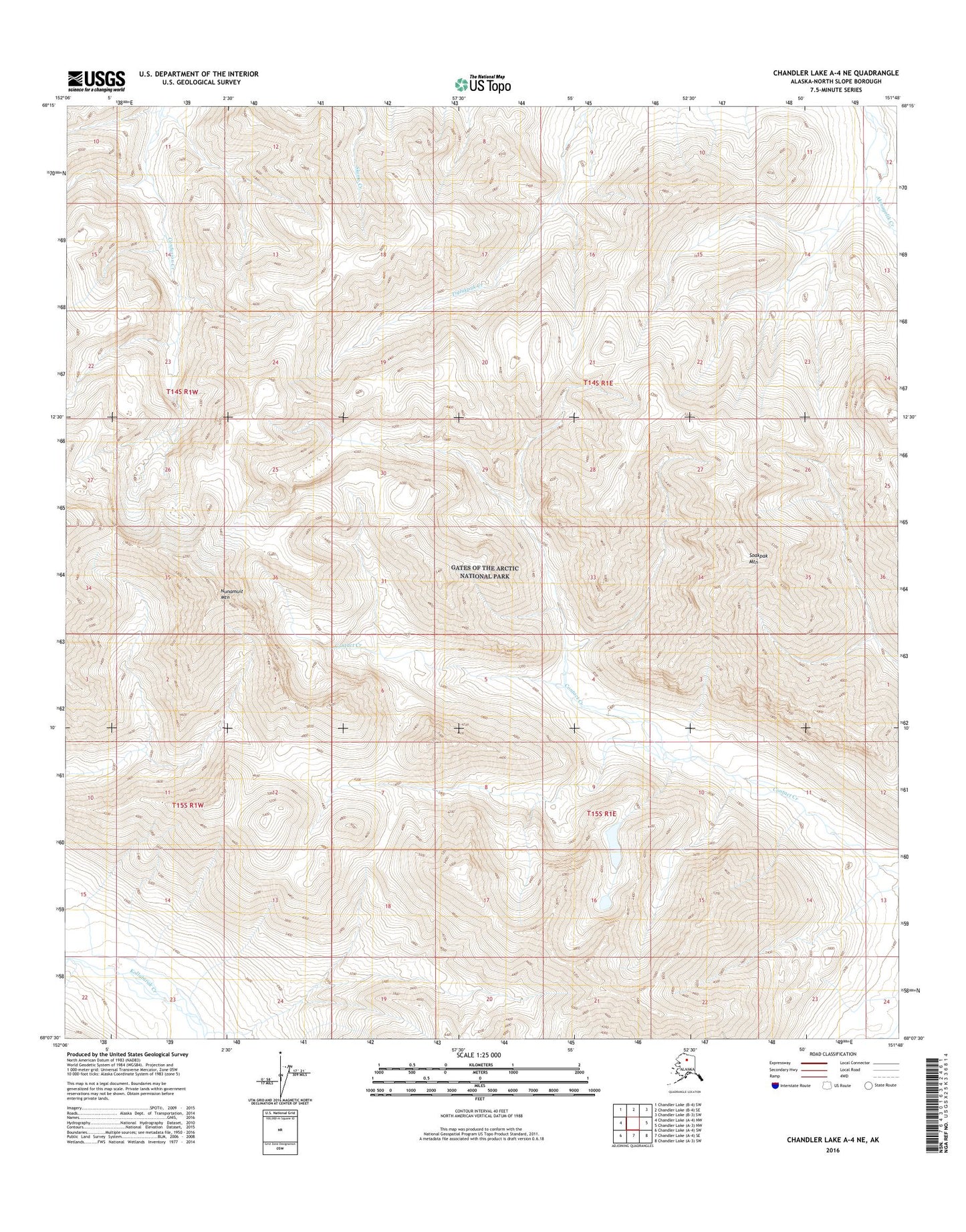 Chandler Lake A-4 NE Alaska US Topo Map Image