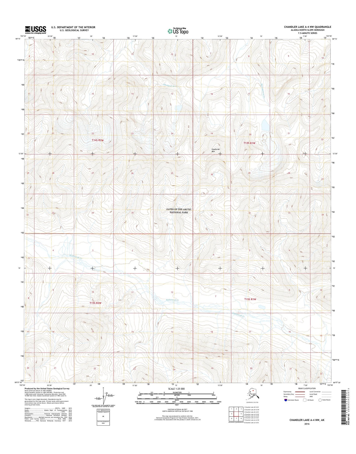 Chandler Lake A-4 NW Alaska US Topo Map Image