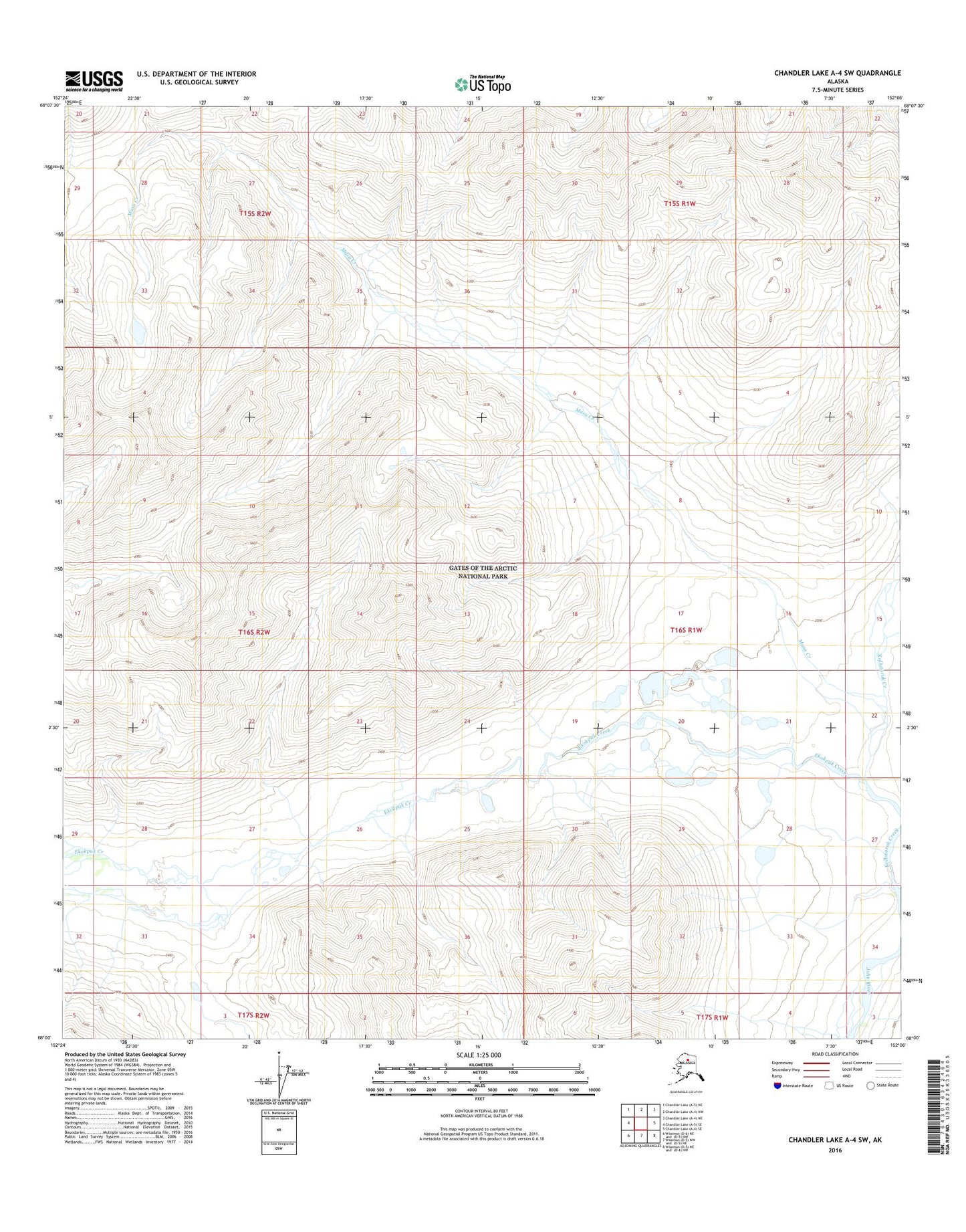 Chandler Lake A-4 SW Alaska US Topo Map Image