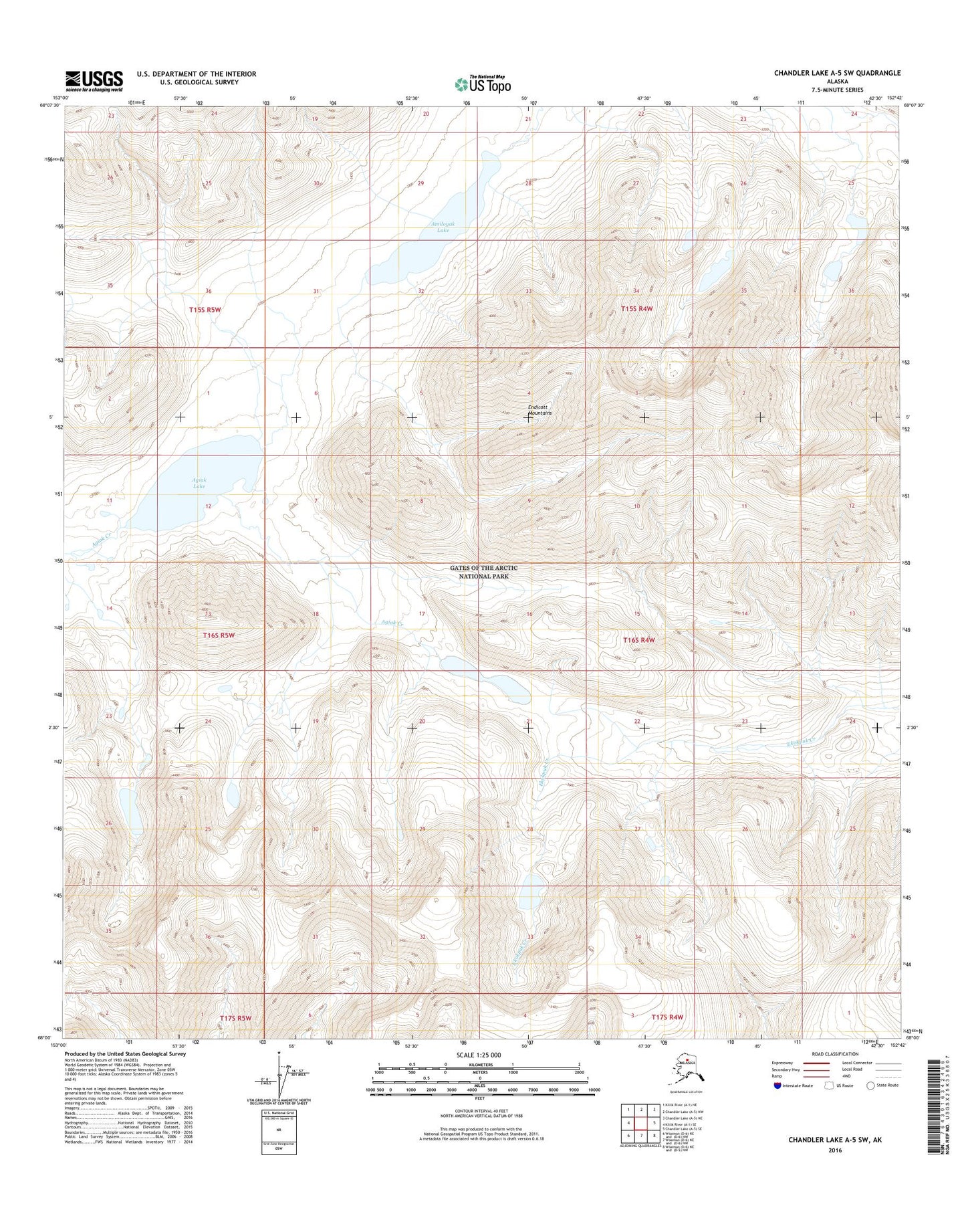 Chandler Lake A-5 SW Alaska US Topo Map Image