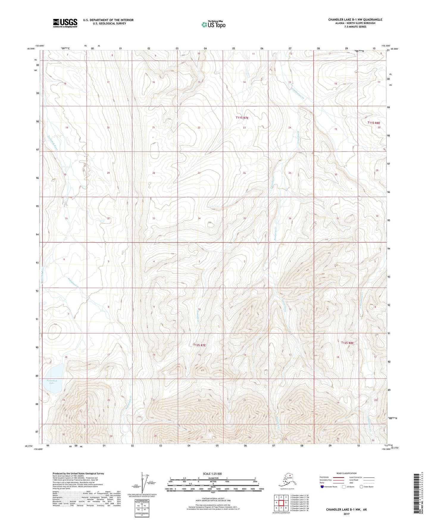 Chandler Lake B-1 NW Alaska US Topo Map Image