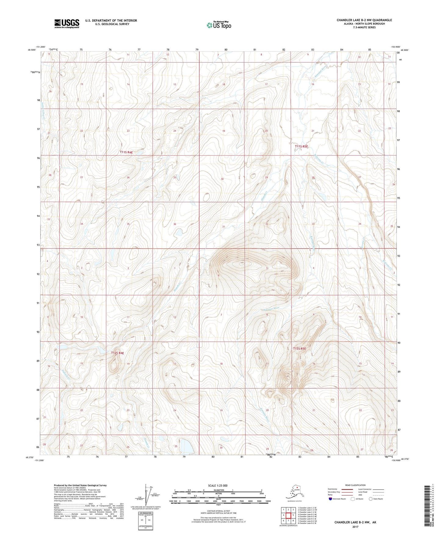 Chandler Lake B-2 NW Alaska US Topo Map Image