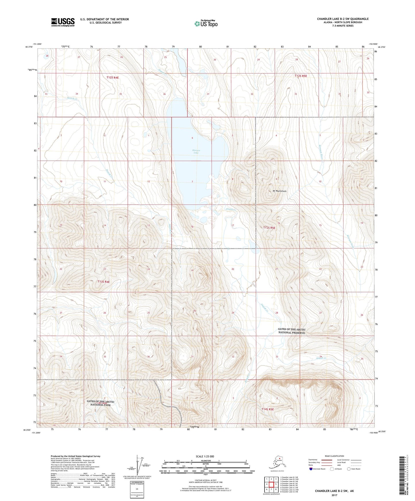 Chandler Lake B-2 SW Alaska US Topo Map Image