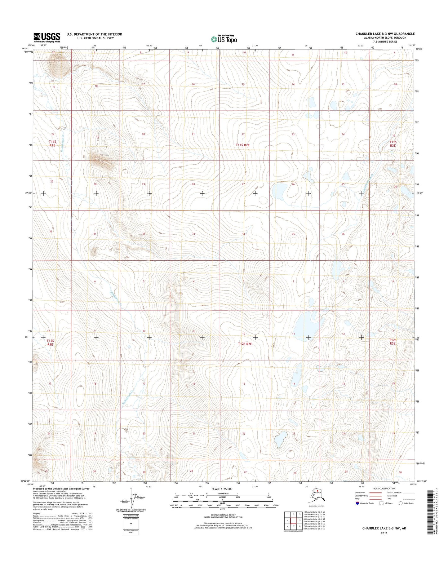 Chandler Lake B-3 NW Alaska US Topo Map Image